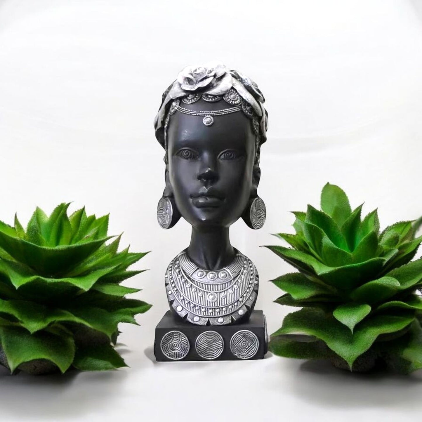 African Woman Head Statue