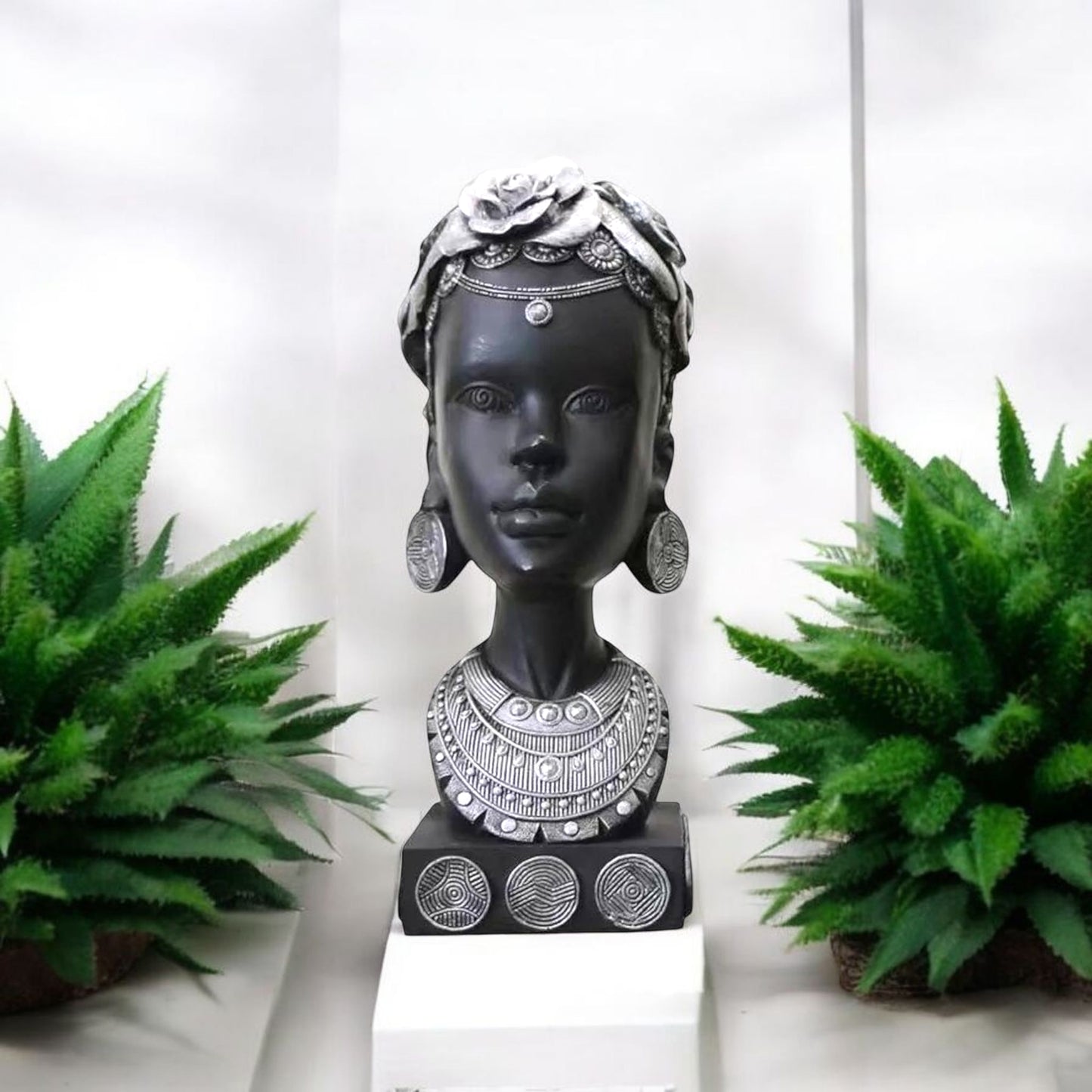 African Woman Head Statue