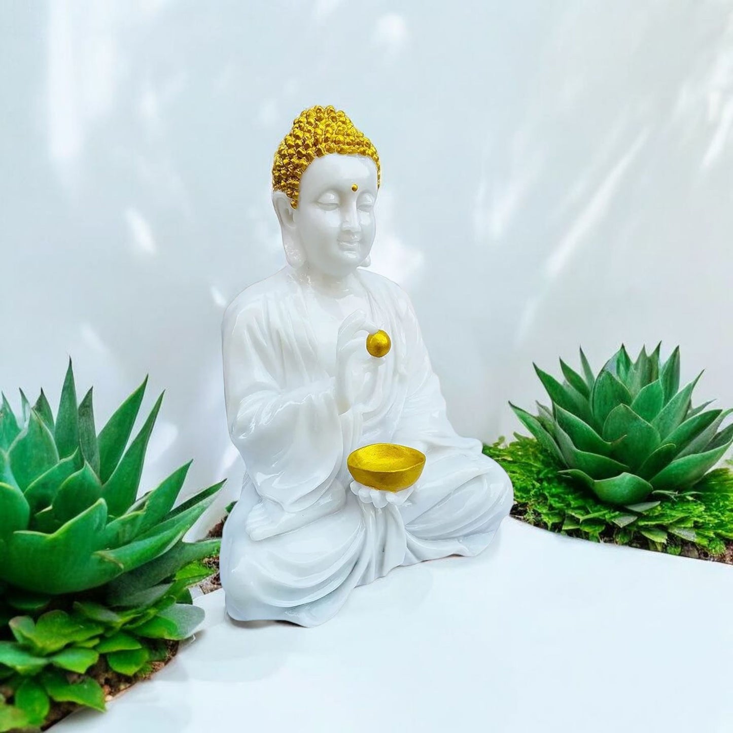Tranquil White Buddha Decorative Figurine