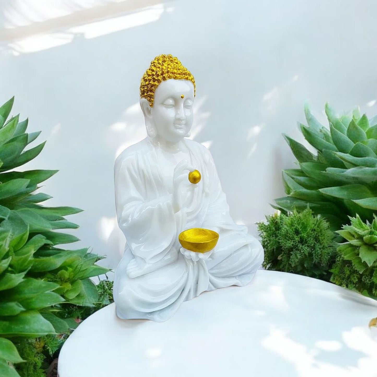 Tranquil White Buddha Decorative Figurine