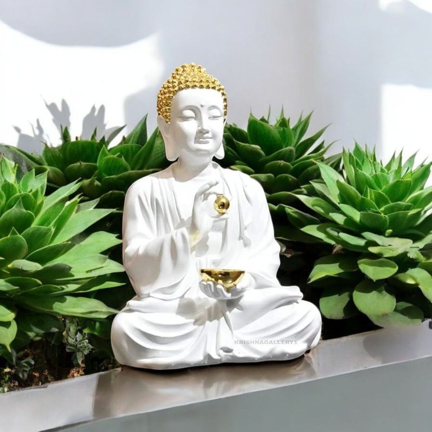 Tranquil White Buddha Decorative Figurine