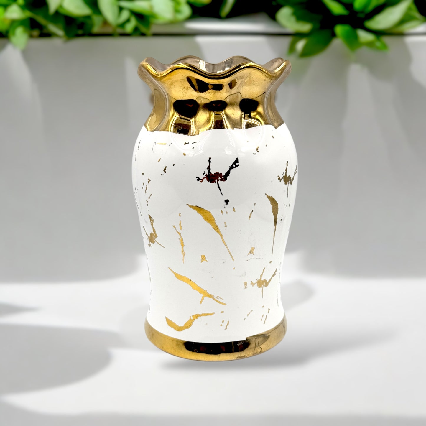 Abstract White & Gold Vase