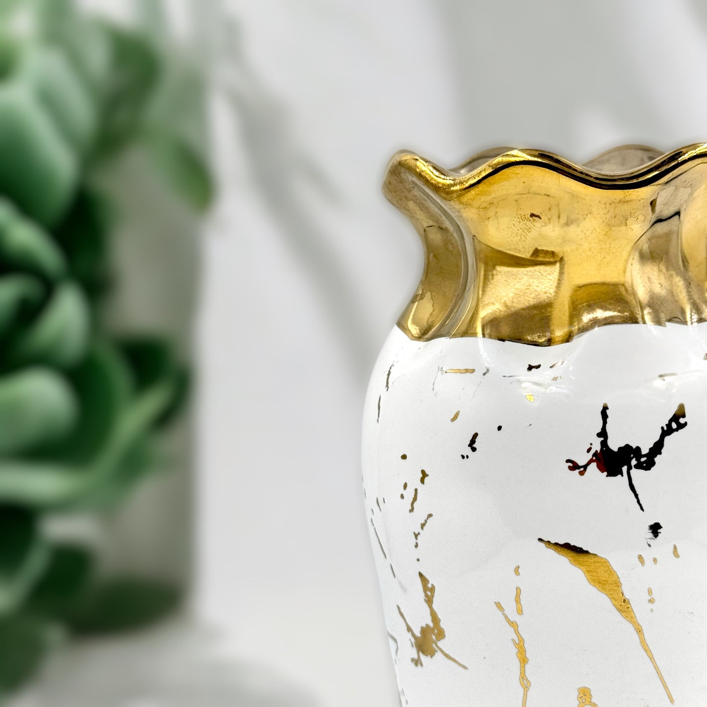 Abstract White & Gold Vase