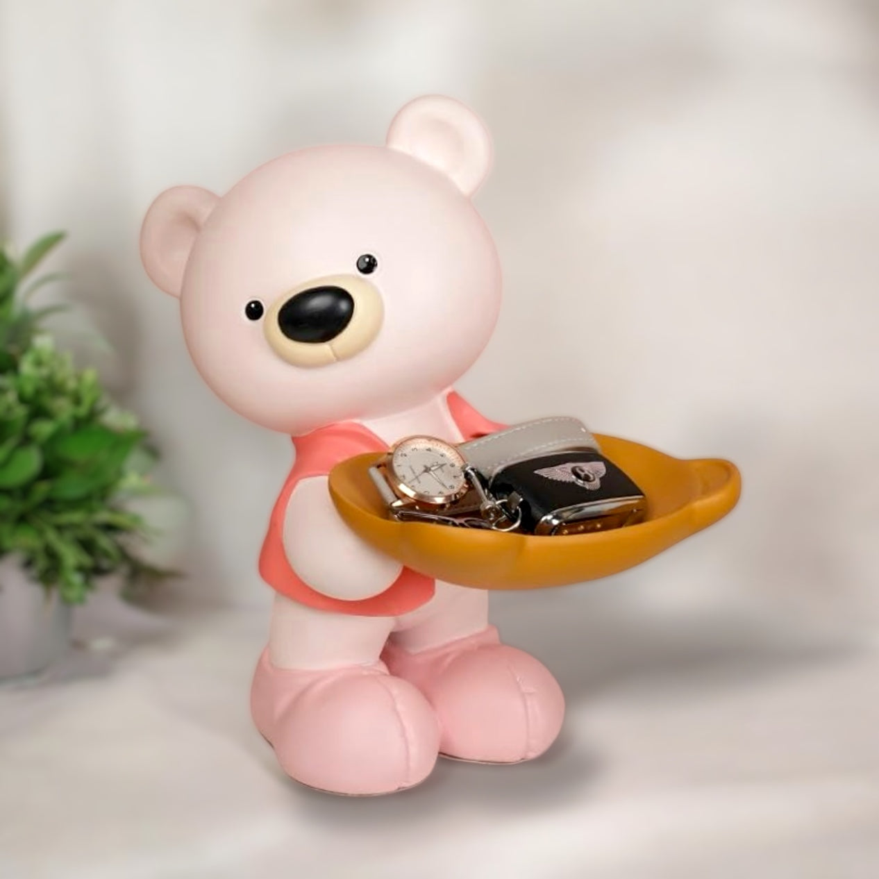 Pink Bear Storage Figurine
