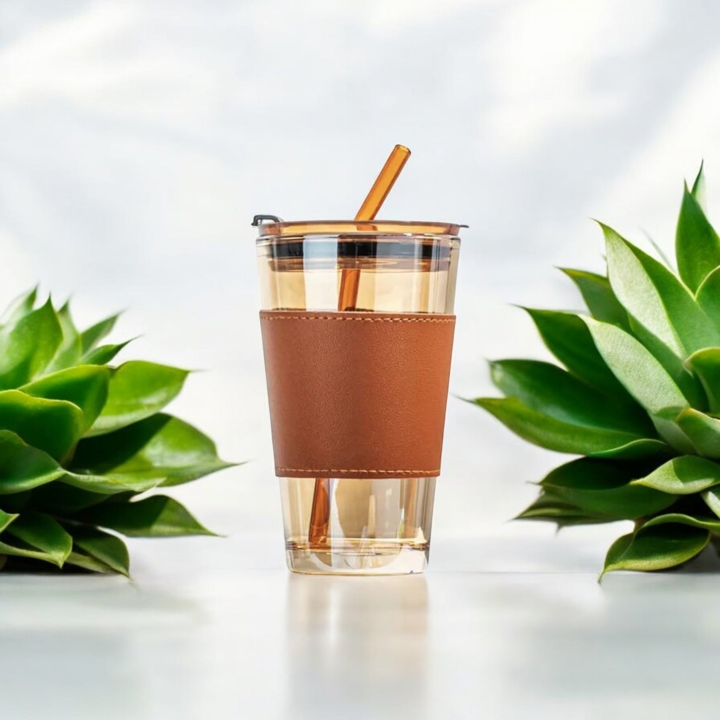 Glass Tumbler with Lid 450ml