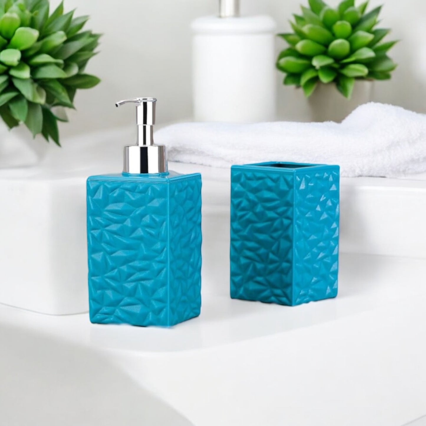 Modern Bathroom Accessory Set (Blue)