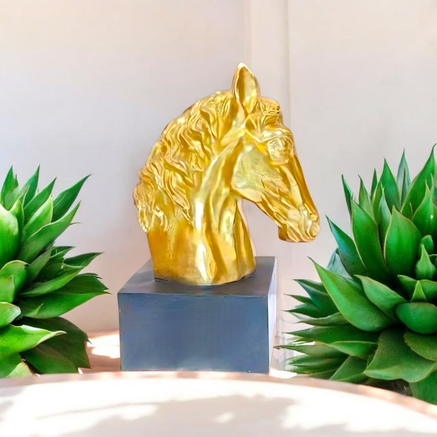 Stunning Golden Horse Head Sculpture
