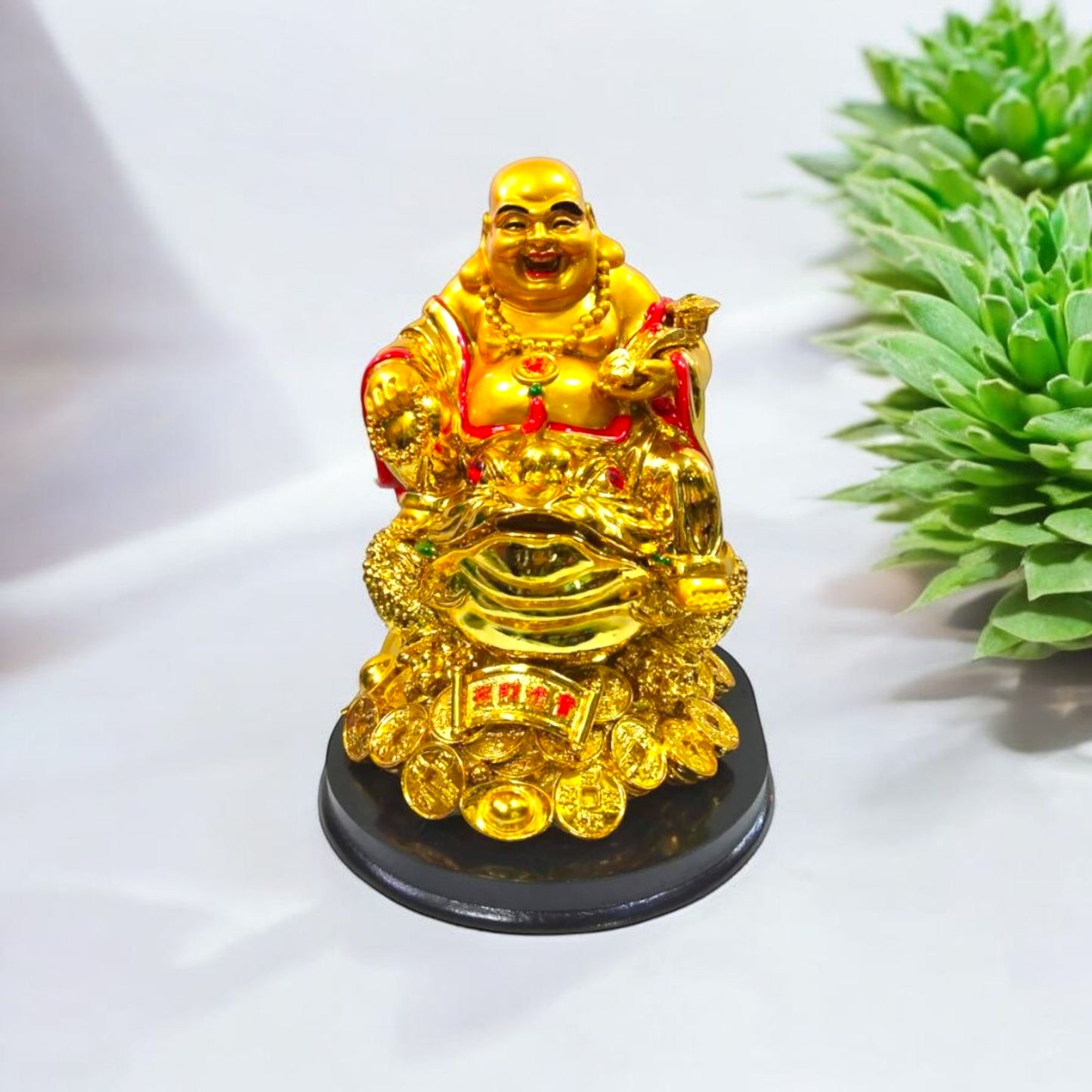 Elegant Golden Wealth Buddha Figurine