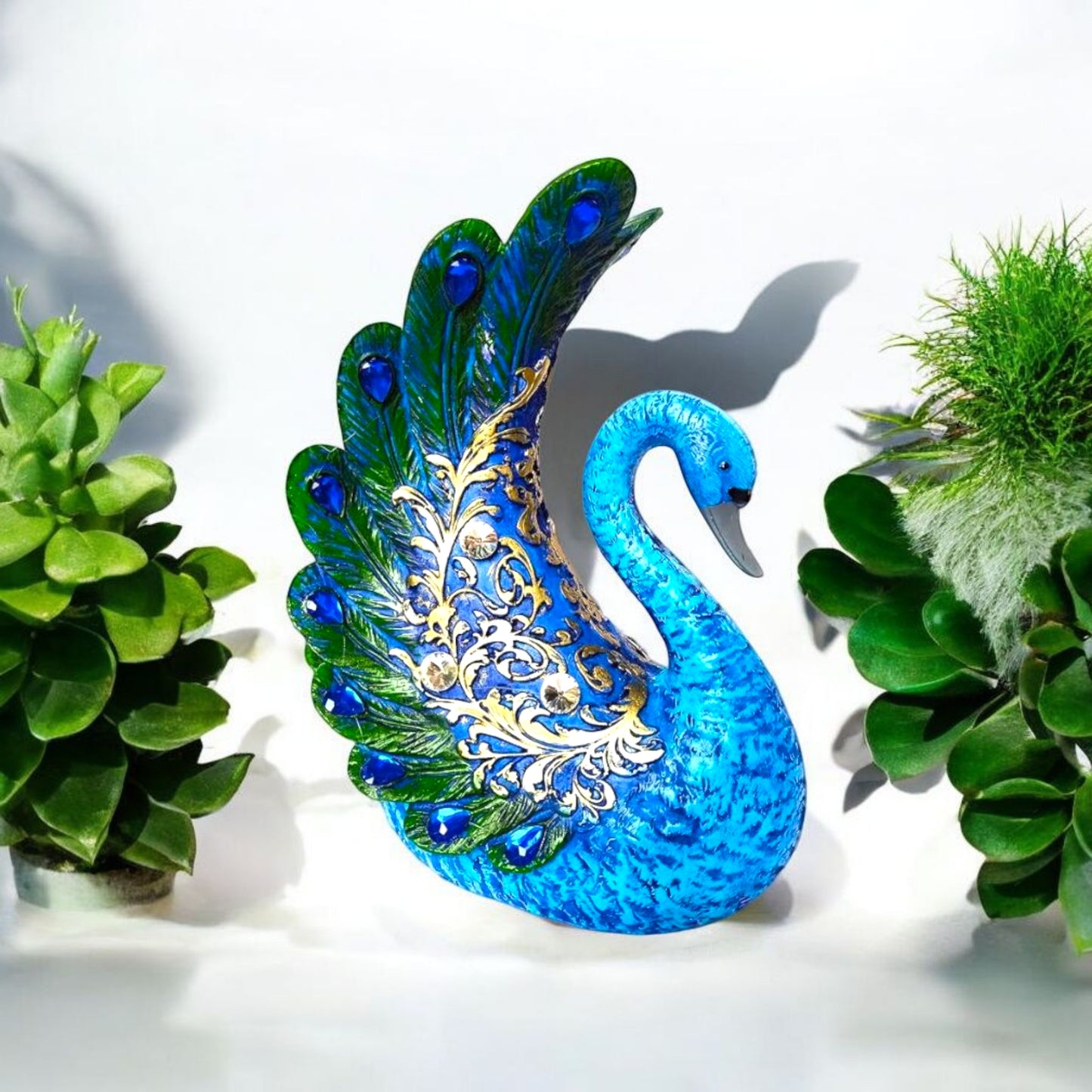Stunning Blue Peacock Decorative Showpiece