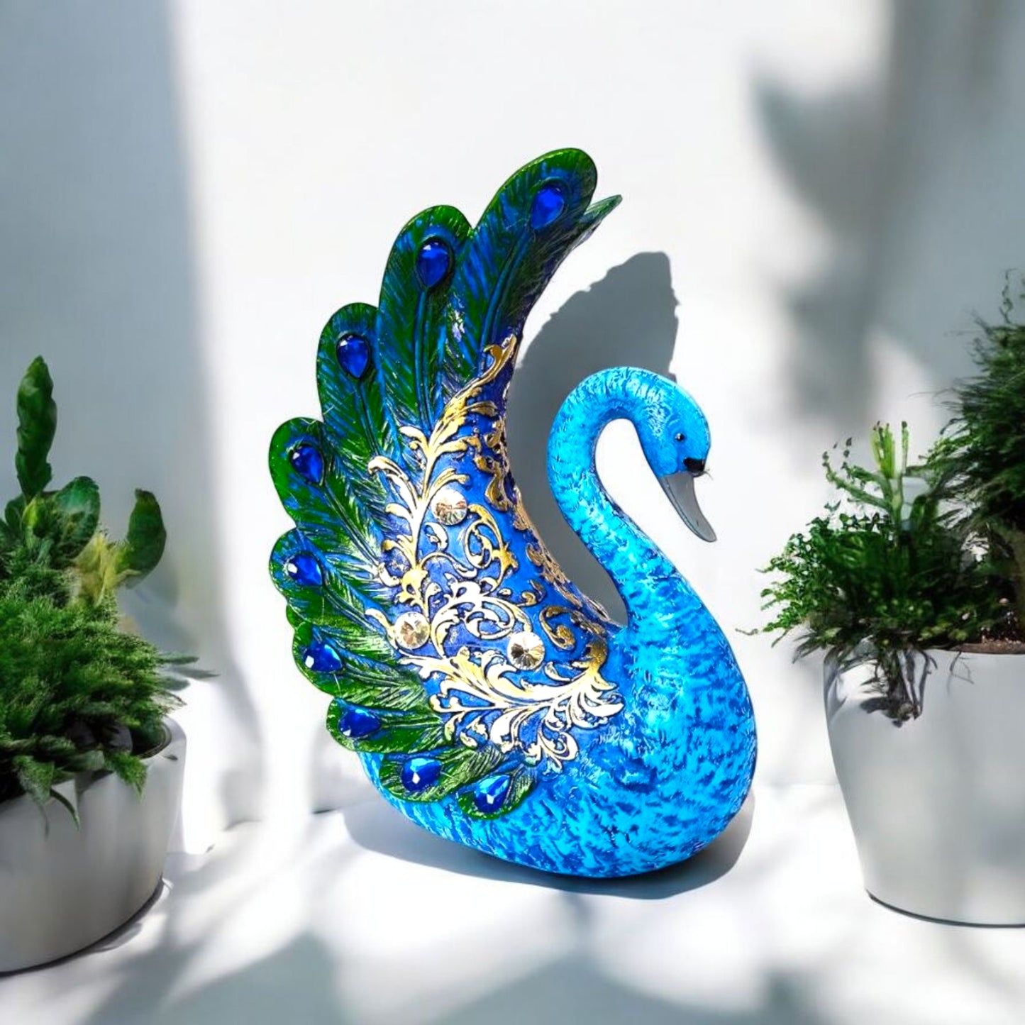 Stunning Blue Peacock Decorative Showpiece