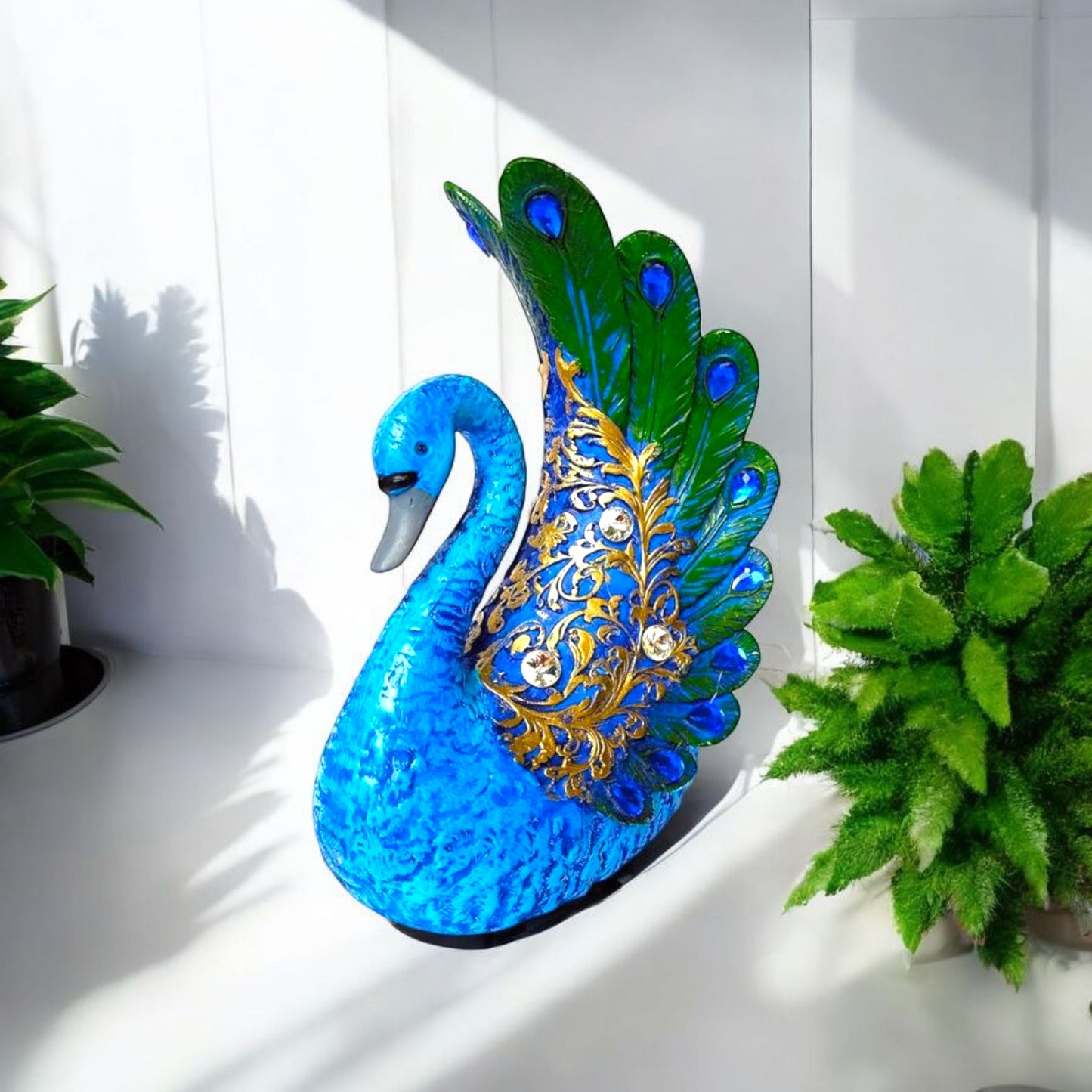 Stunning Blue Peacock Decorative Showpiece