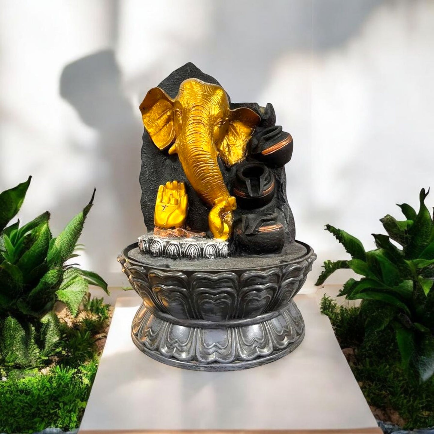 Golden Ganesh Face Water Fountain