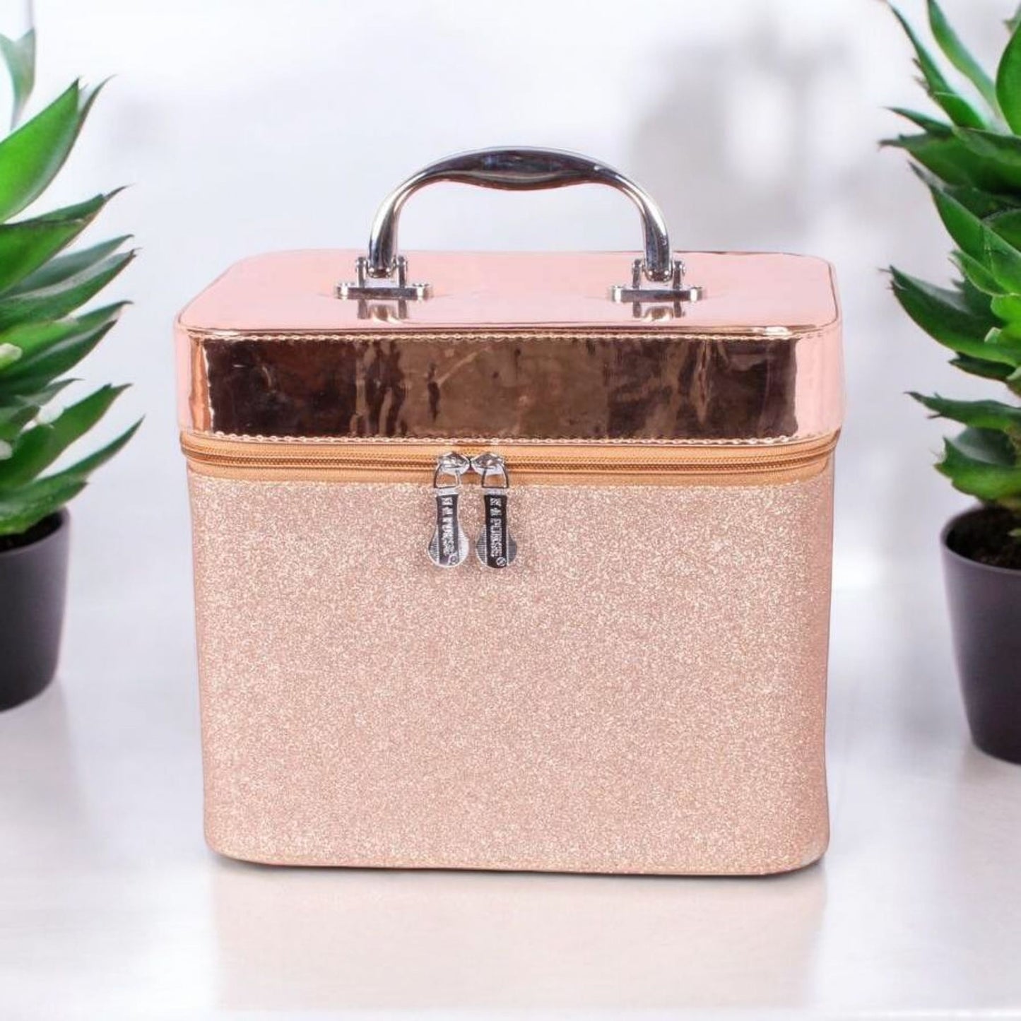 Rose Gold Glitter Vanity Organizer Case