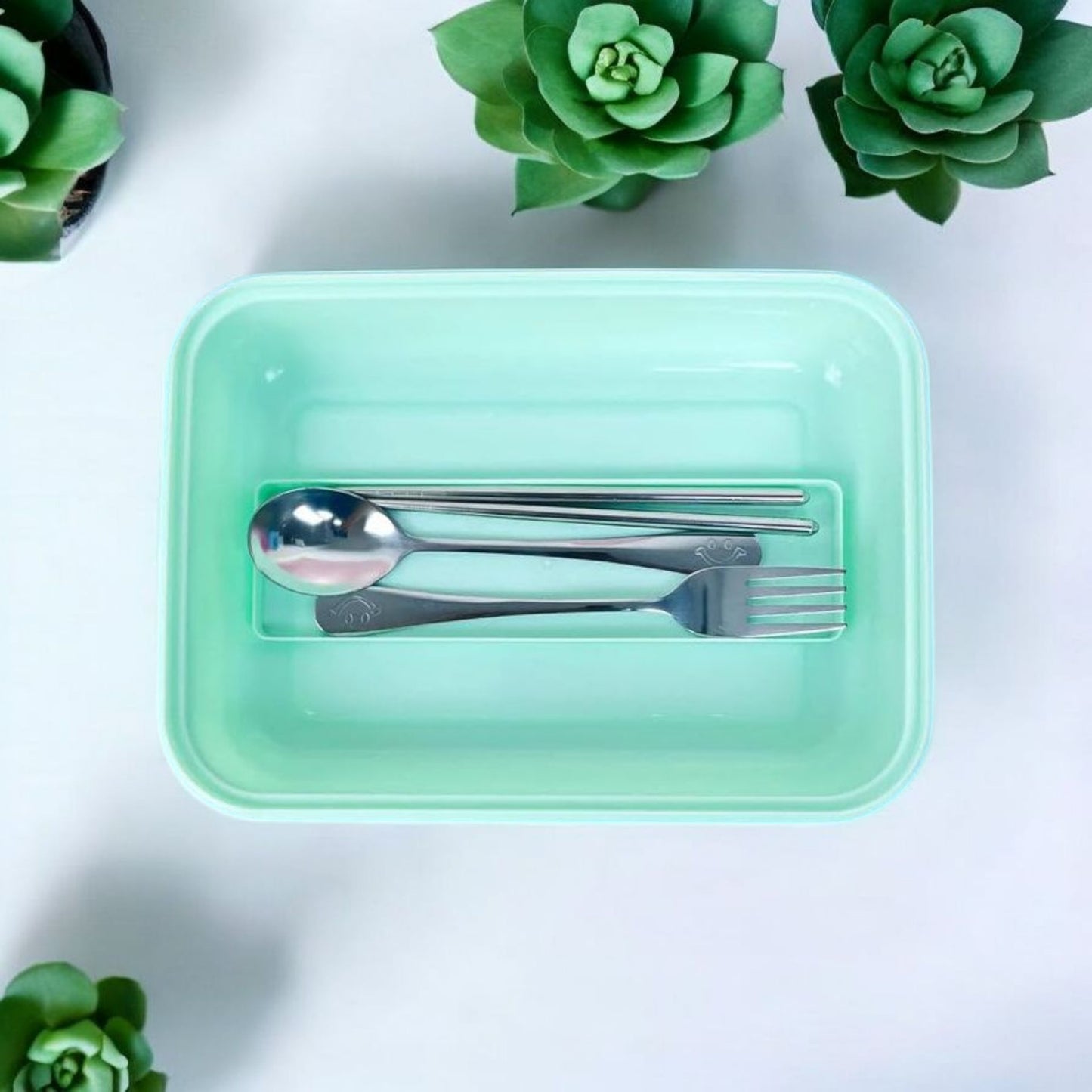 Steel Lunchbox with Cutlery Set