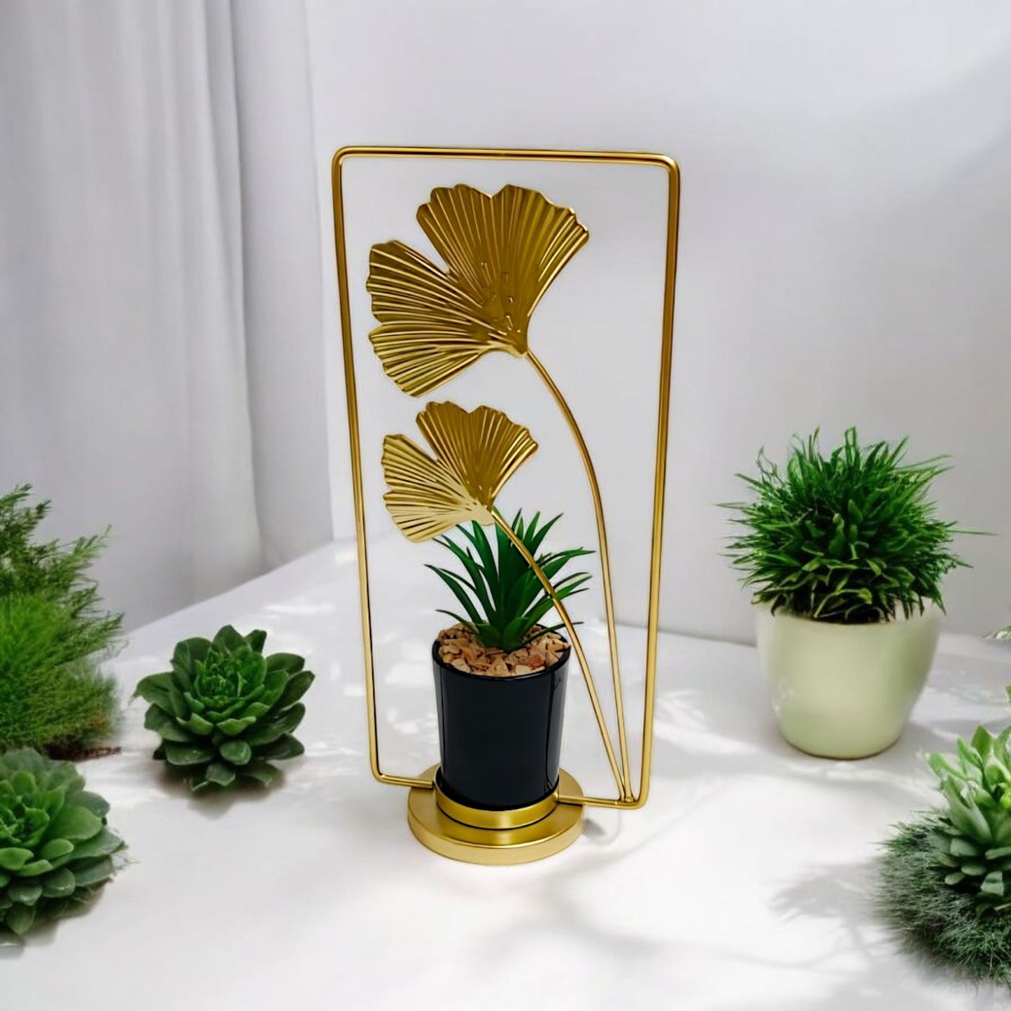 Leaf Gold Metal Decorative Planter