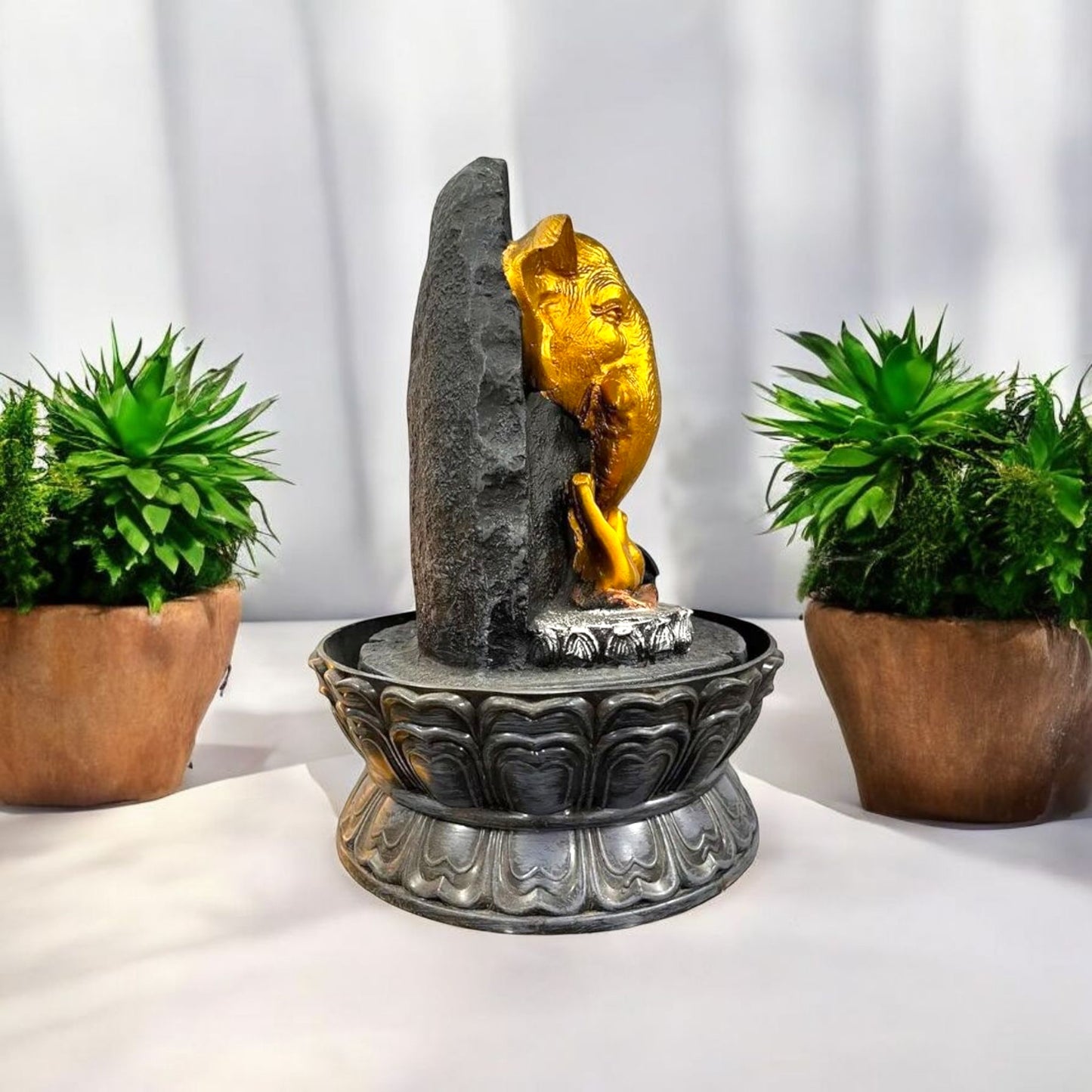 Golden Ganesh Face Water Fountain