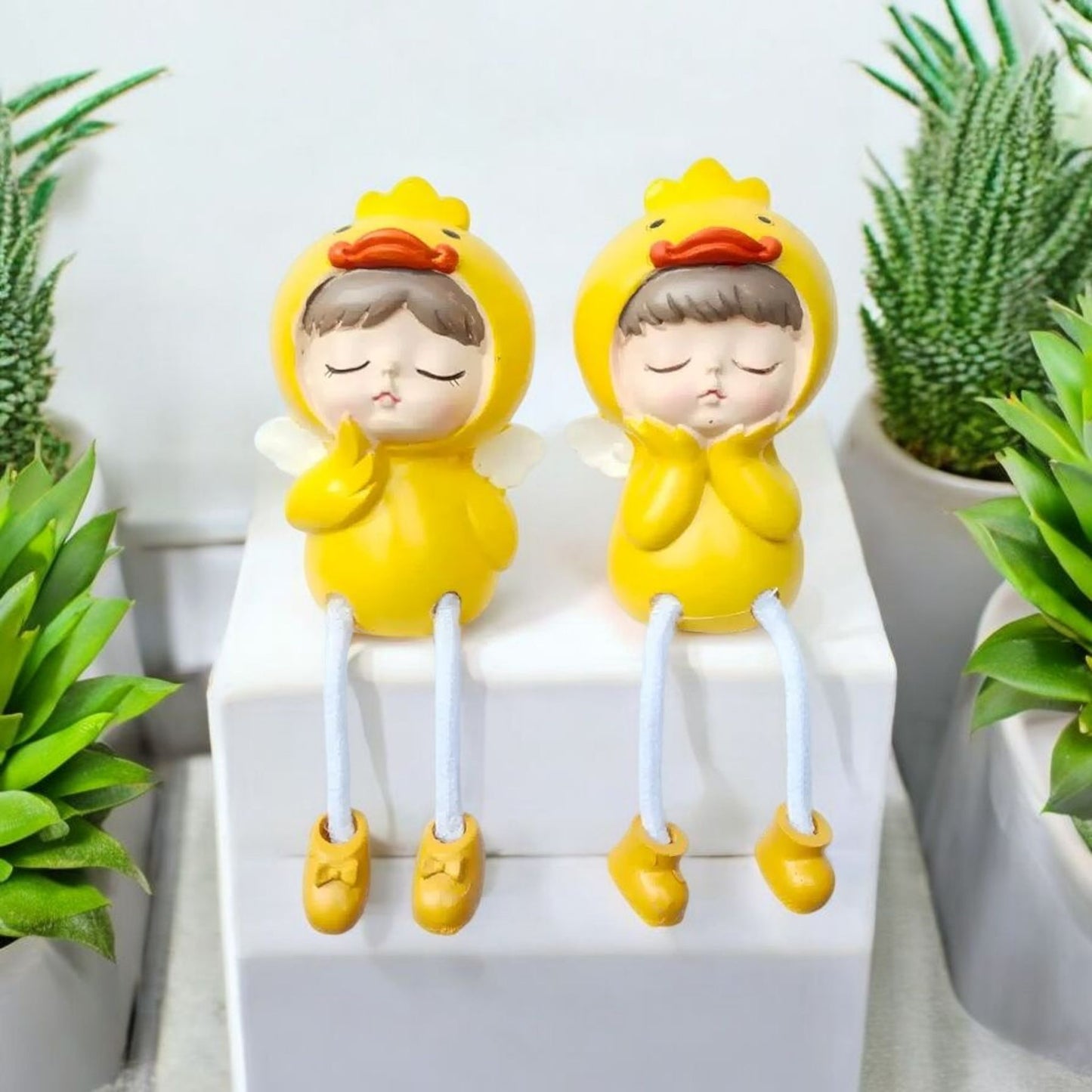 Cute Yellow Duck Figurine Set