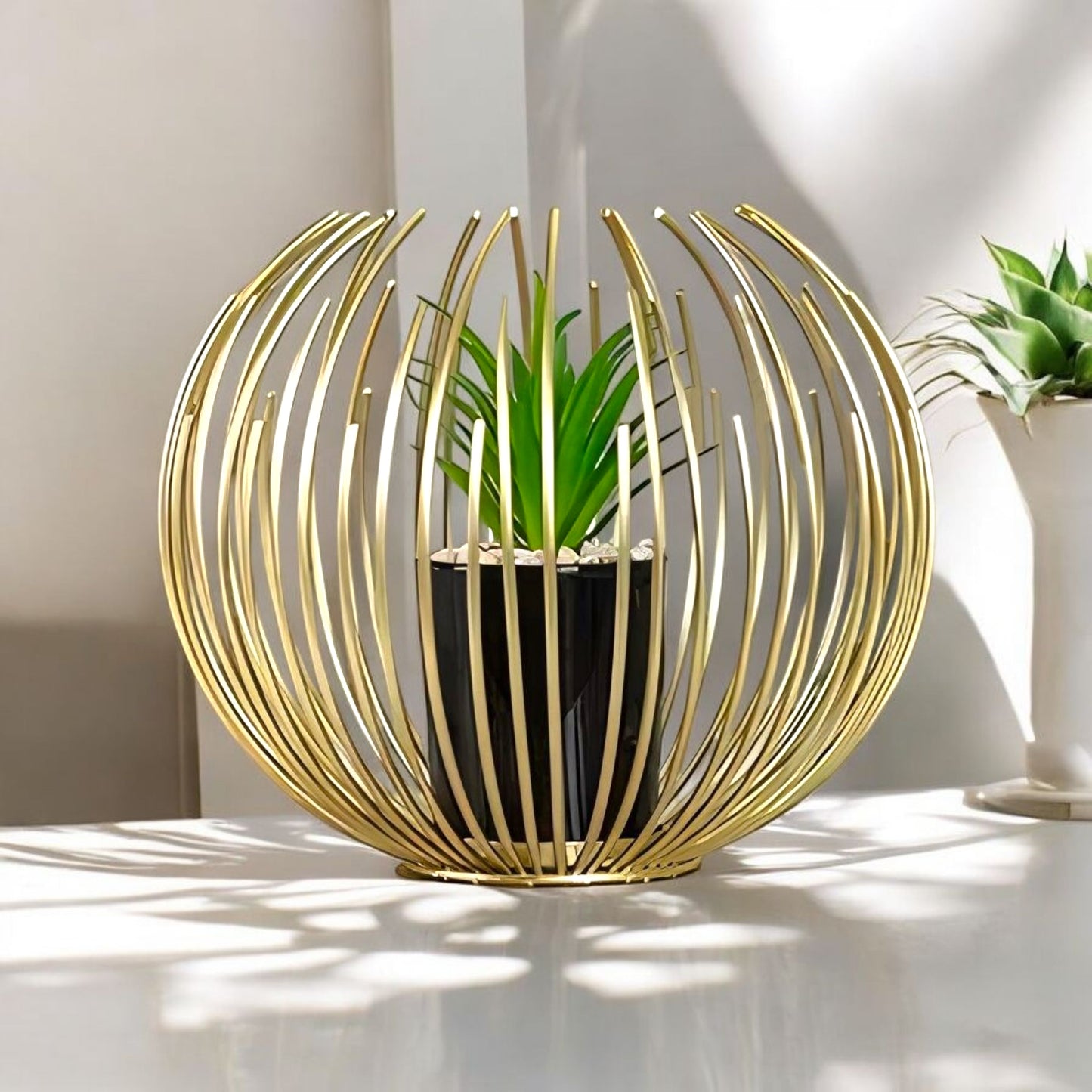 Golden Cage Metal Planter
