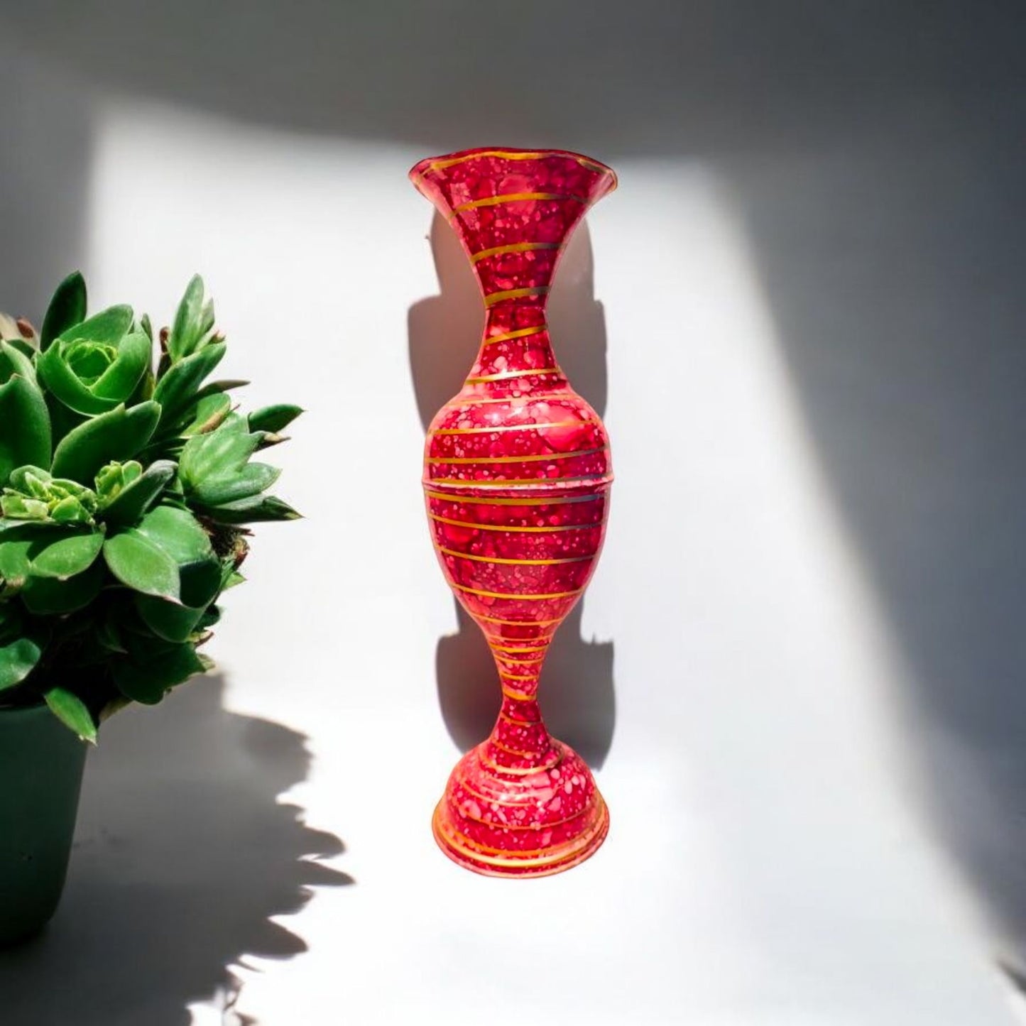 Vibrant Red and Pink Decorative Vase
