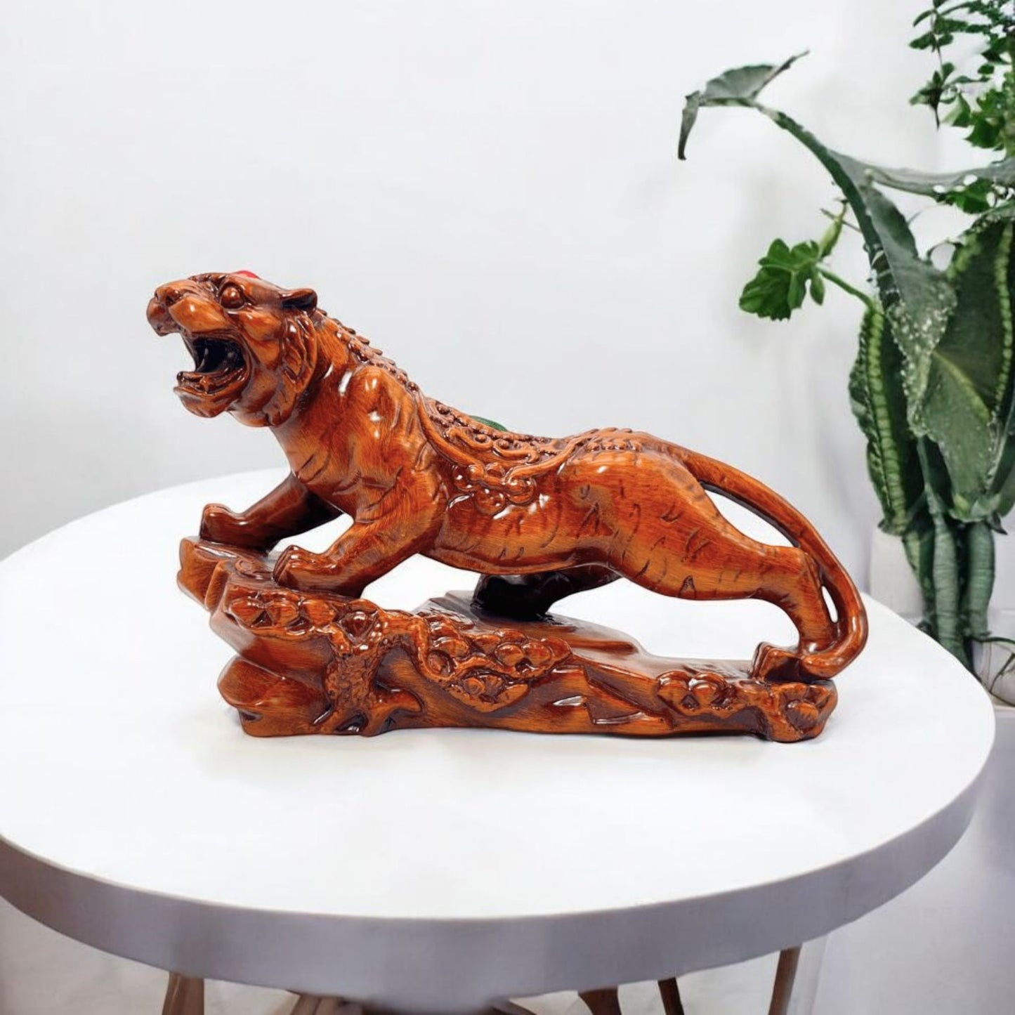 Hand Carved Wooden Tiger Sculpture