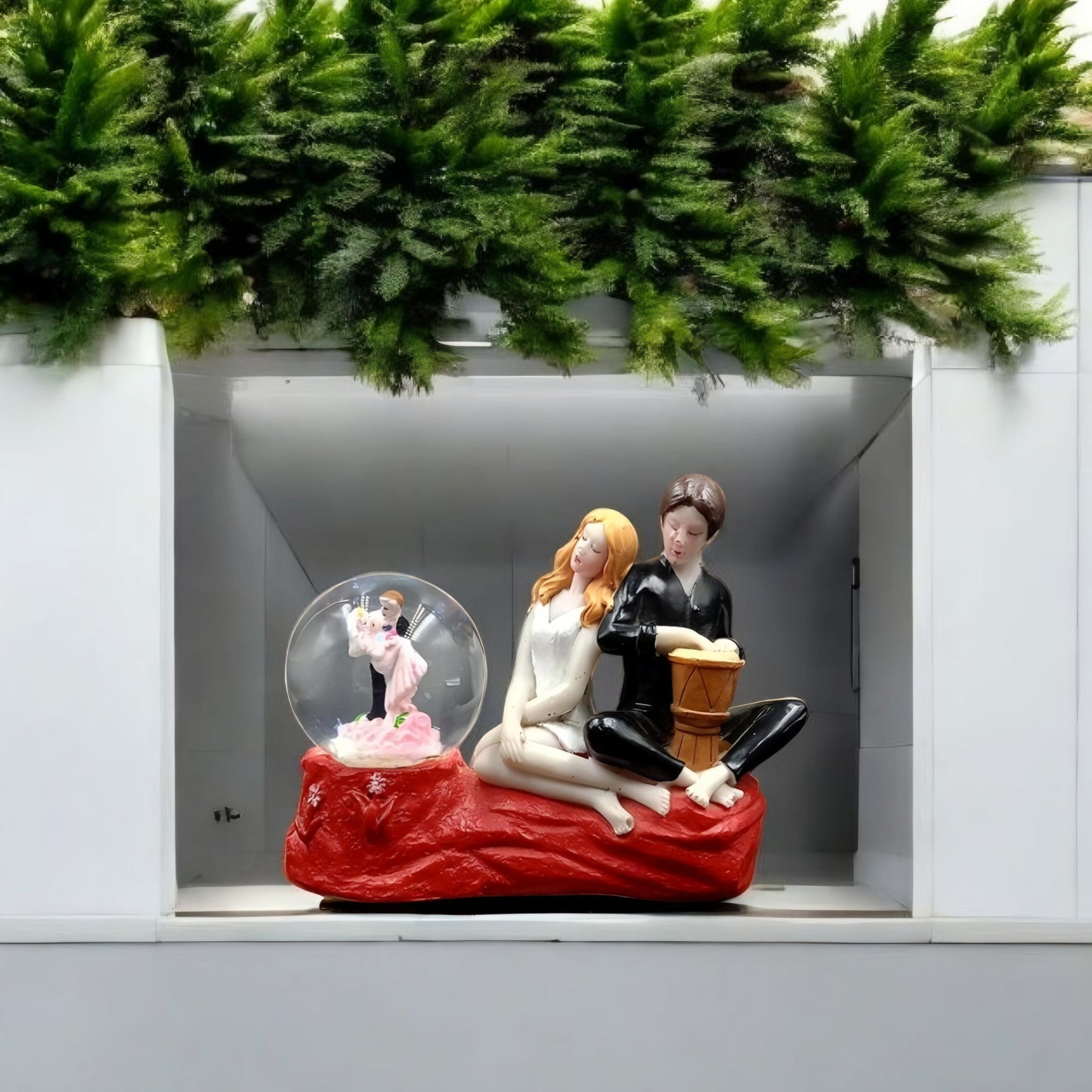 Romantic Couple Showpiece with Musical Globe