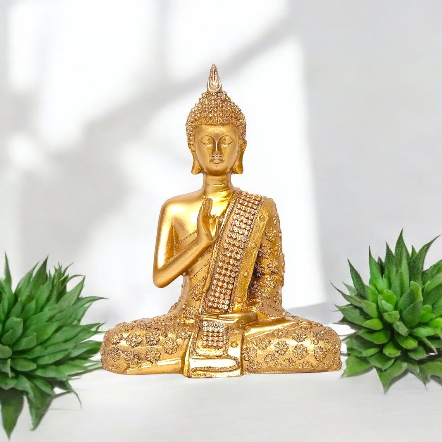 Serene Golden Buddha Meditation Statue