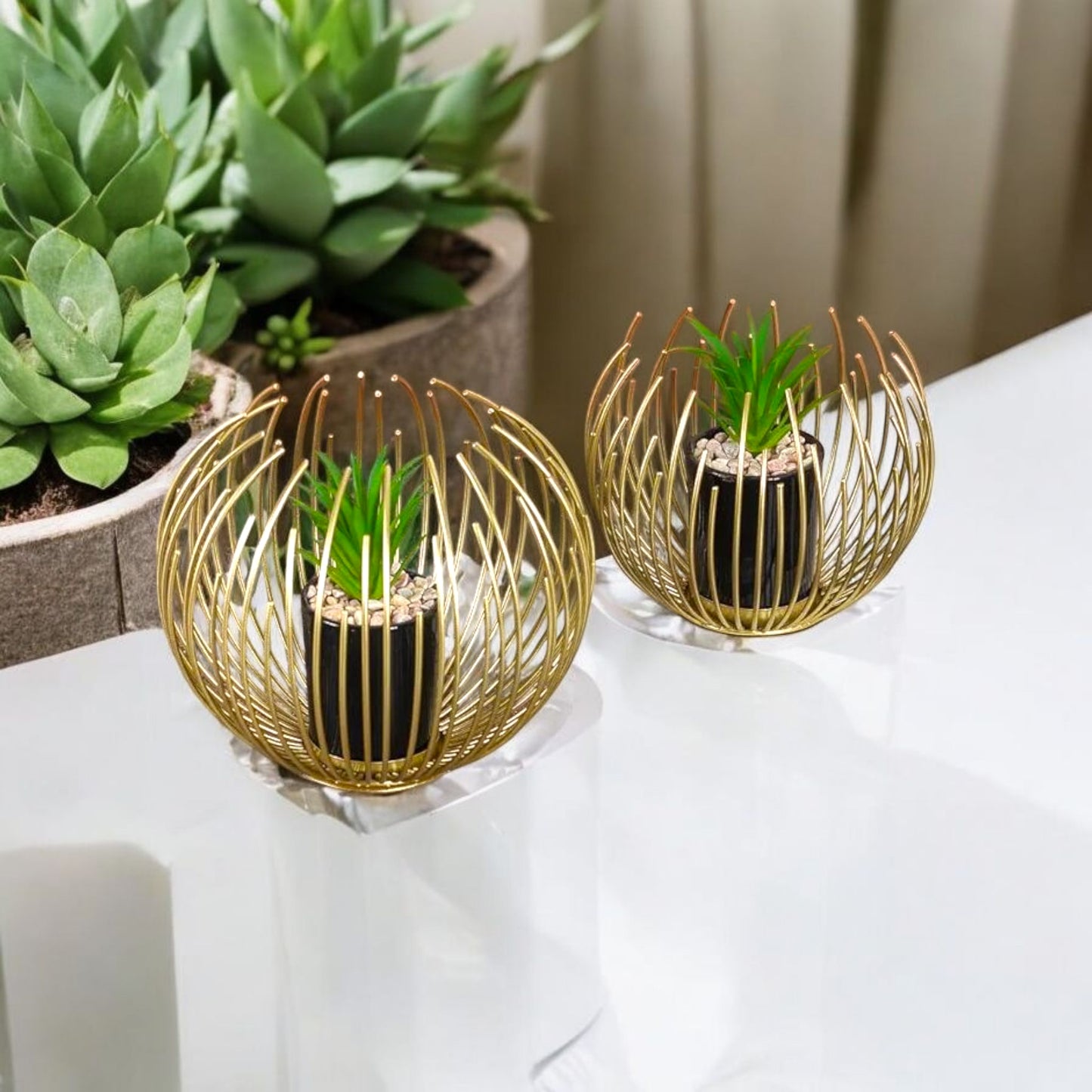 Golden Cage Metal Planter