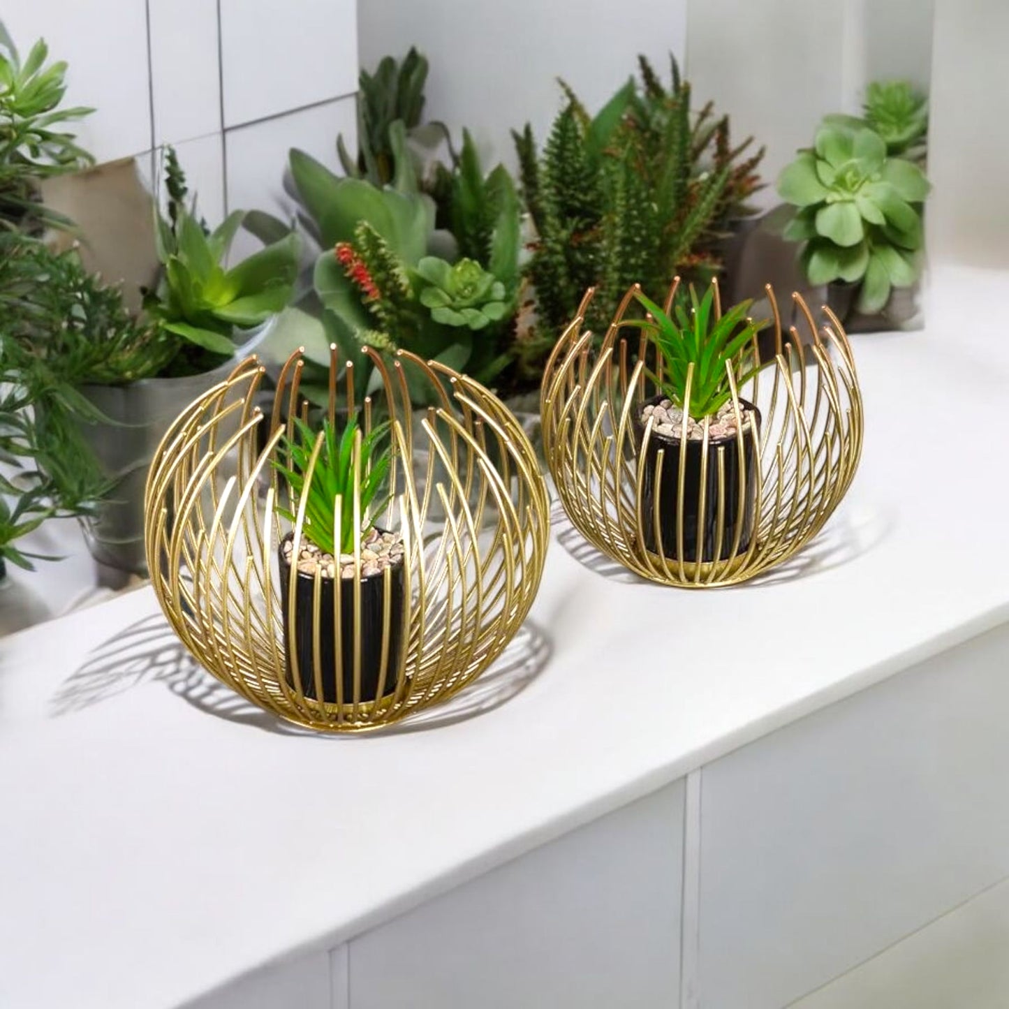 Golden Cage Metal Planter