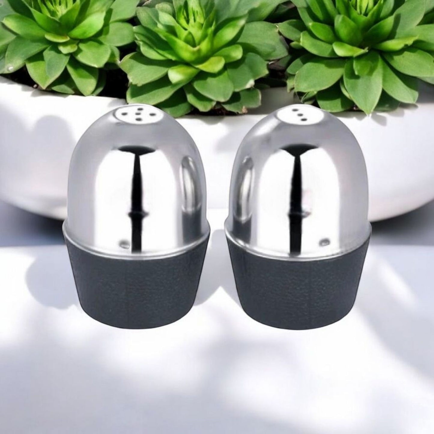 Modern Steel Salt & Pepper Shakers Set