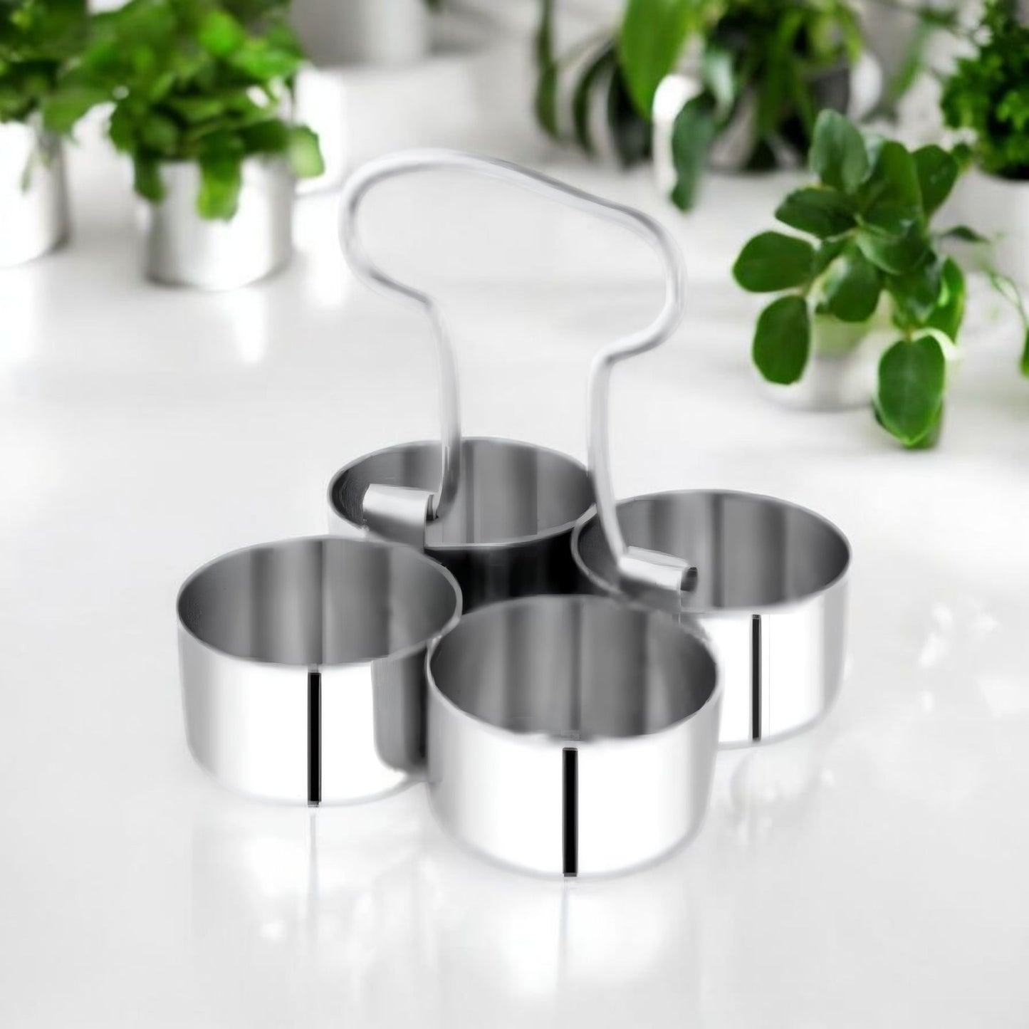 Stainless Steel 4-Bowl Condiment Server
