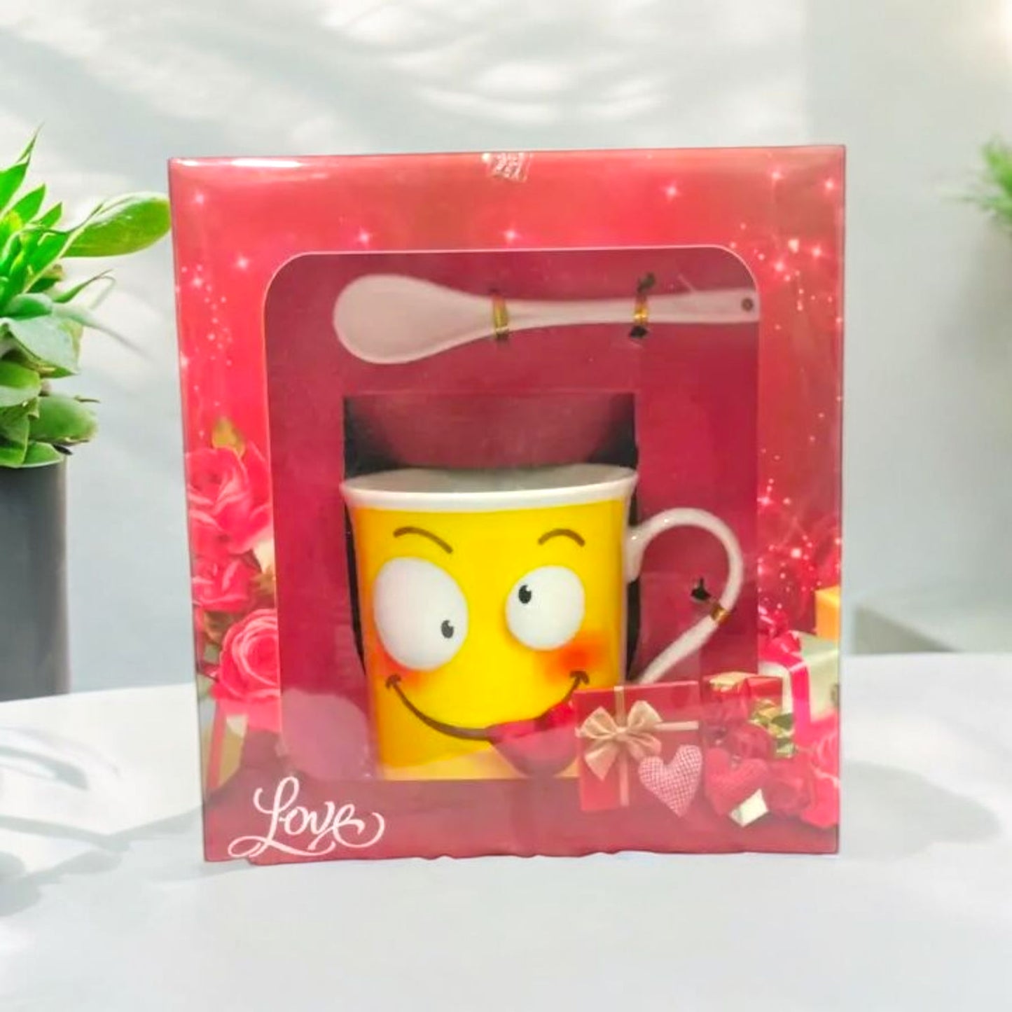 Emoji Mug with Spoon Gift Set