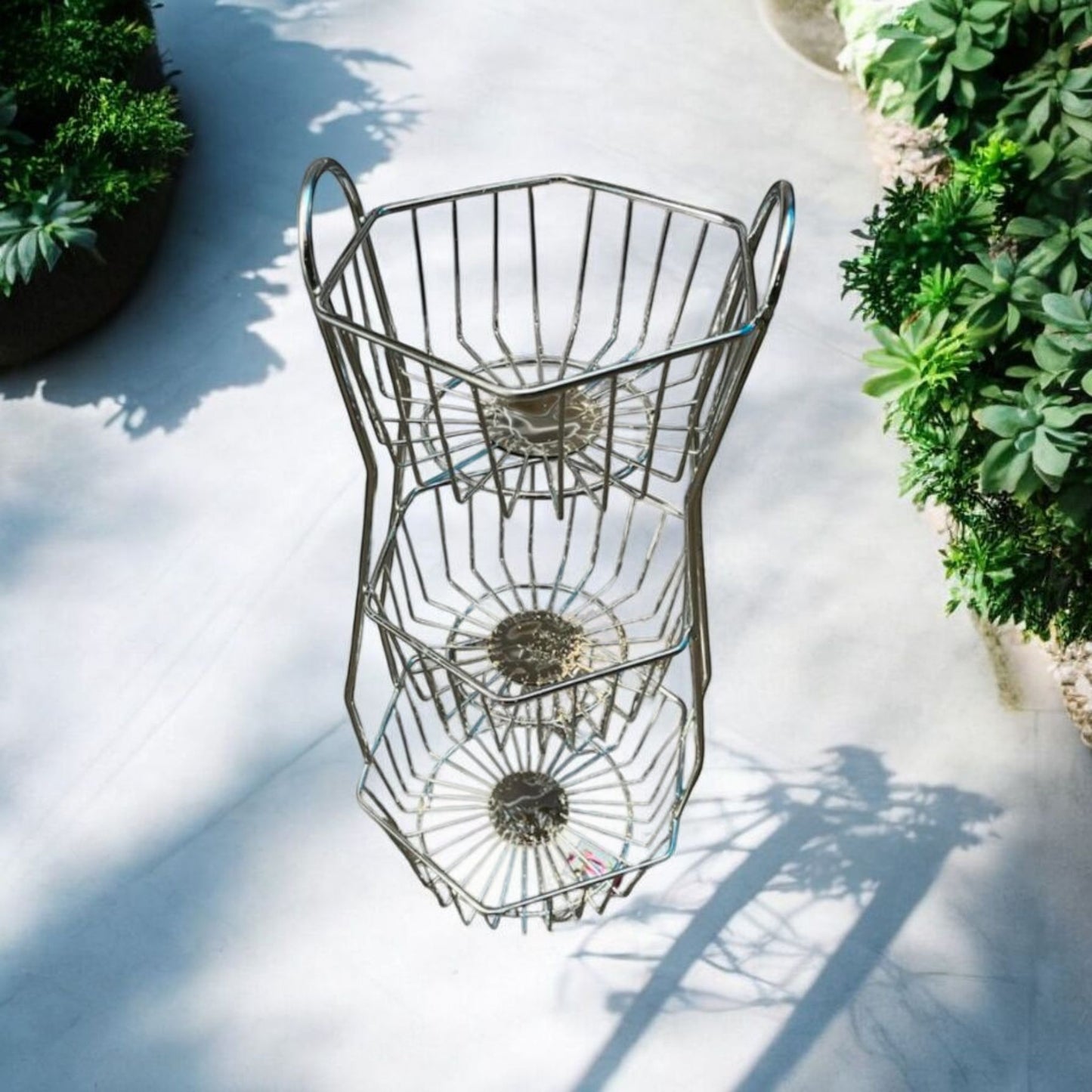 Three-Tier Stainless Steel Fruit Stand