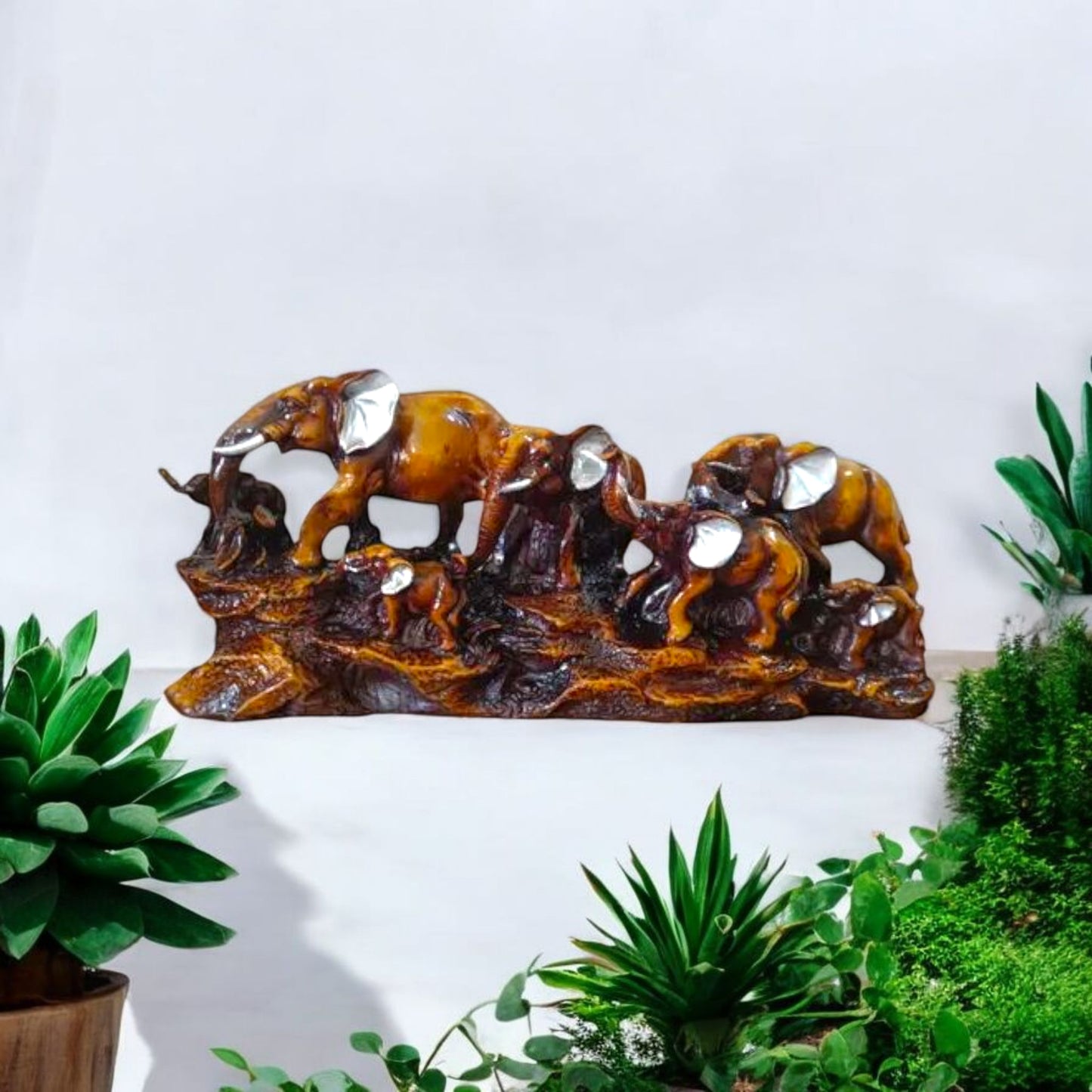 Elephant Family Decorative Sculpture