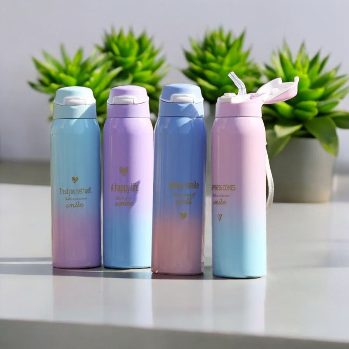Pastel Gradient Straw Lid Water Bottle 500ml