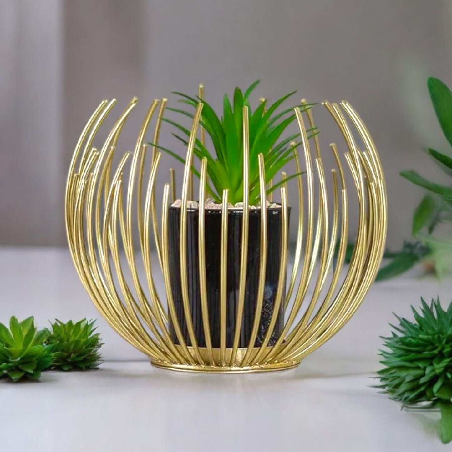 Golden Cage Metal Planter
