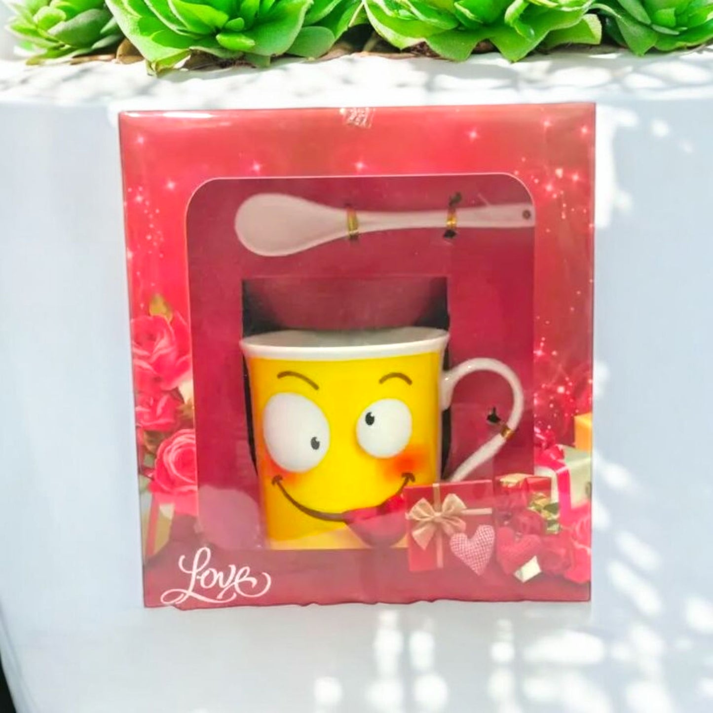 Emoji Mug with Spoon Gift Set