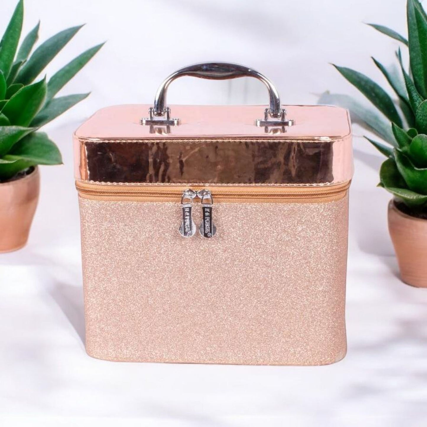 Rose Gold Glitter Vanity Organizer Case
