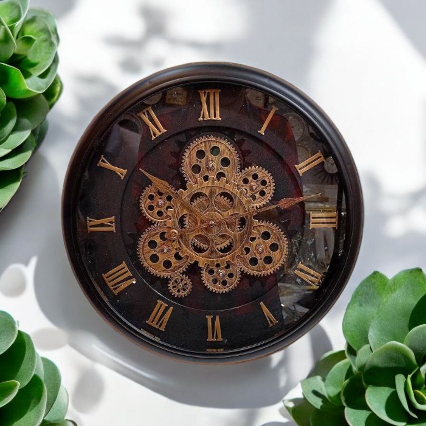 Vintage Steampunk Wall Clock with Roman Numerals