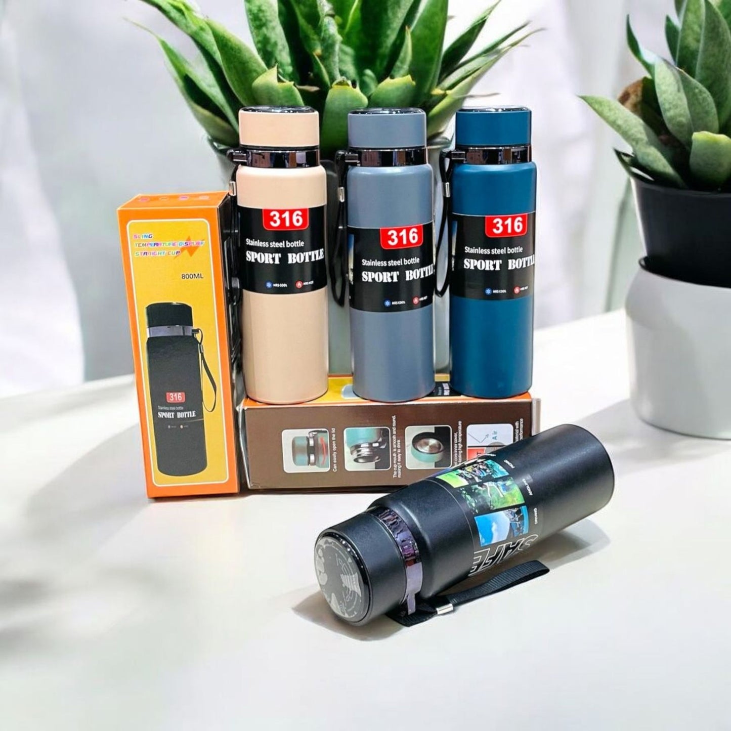 Insulated Sports Bottle with Temperature Display 1000ml