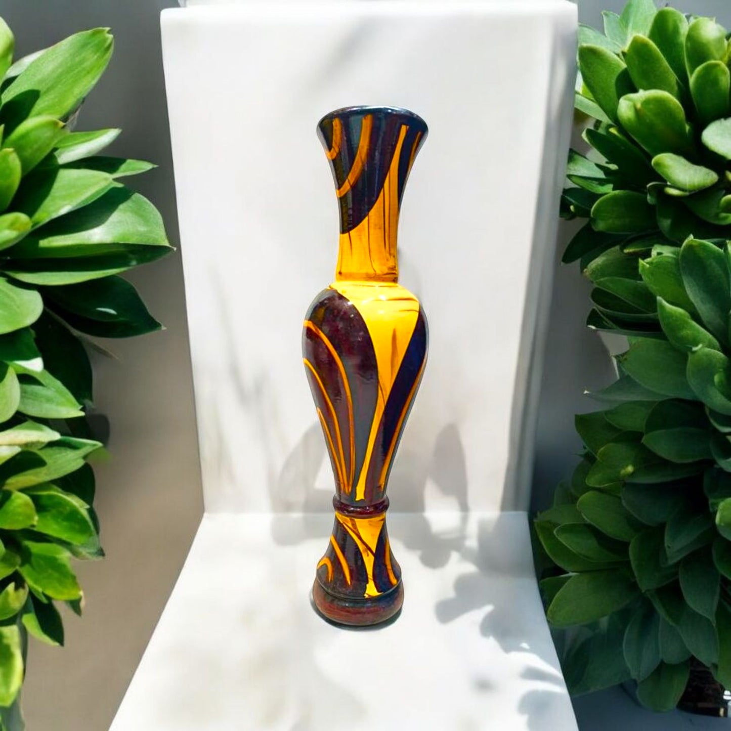 Vibrant Handcrafted Swirl Design Vase