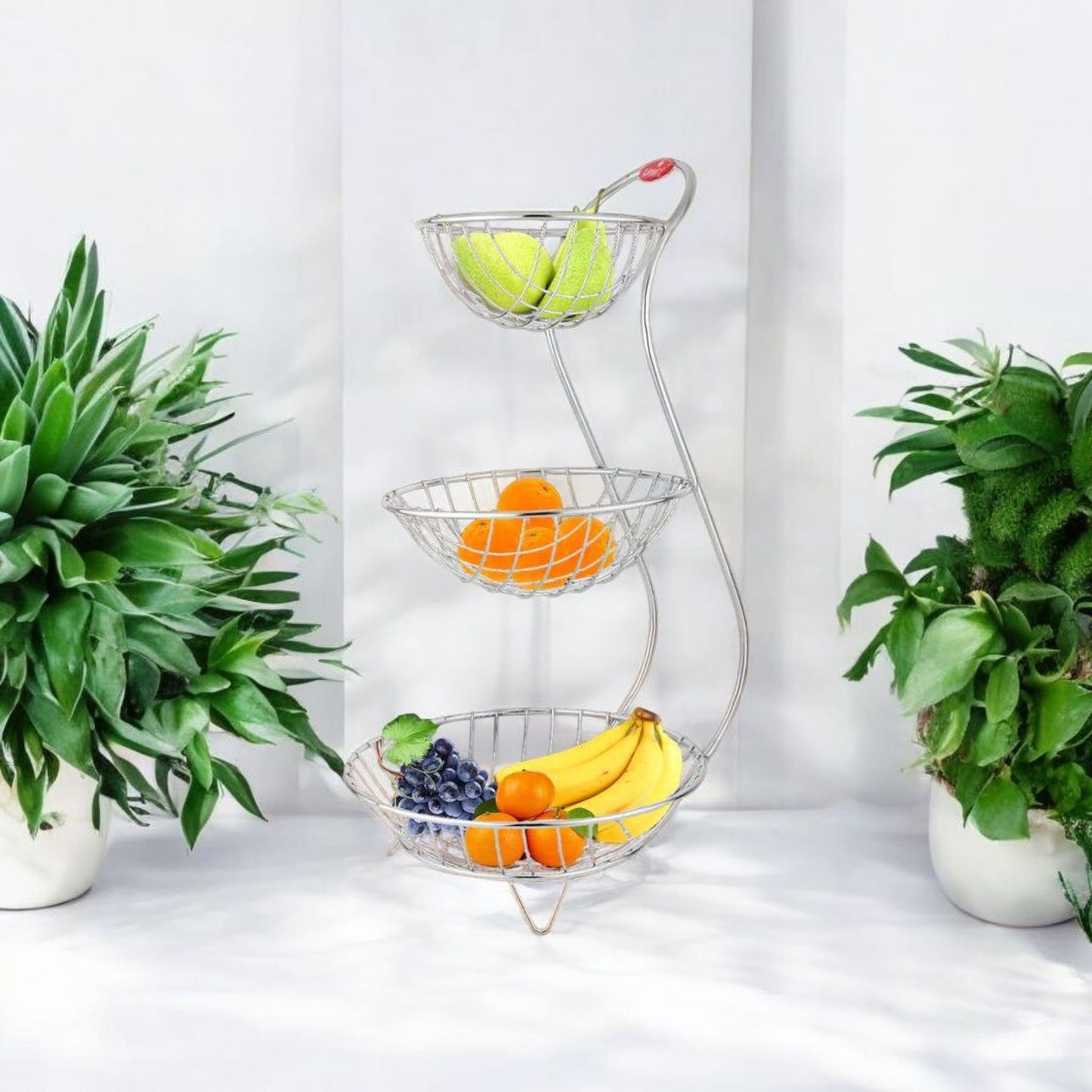 Three-Tier Stainless Steel Fruit Basket