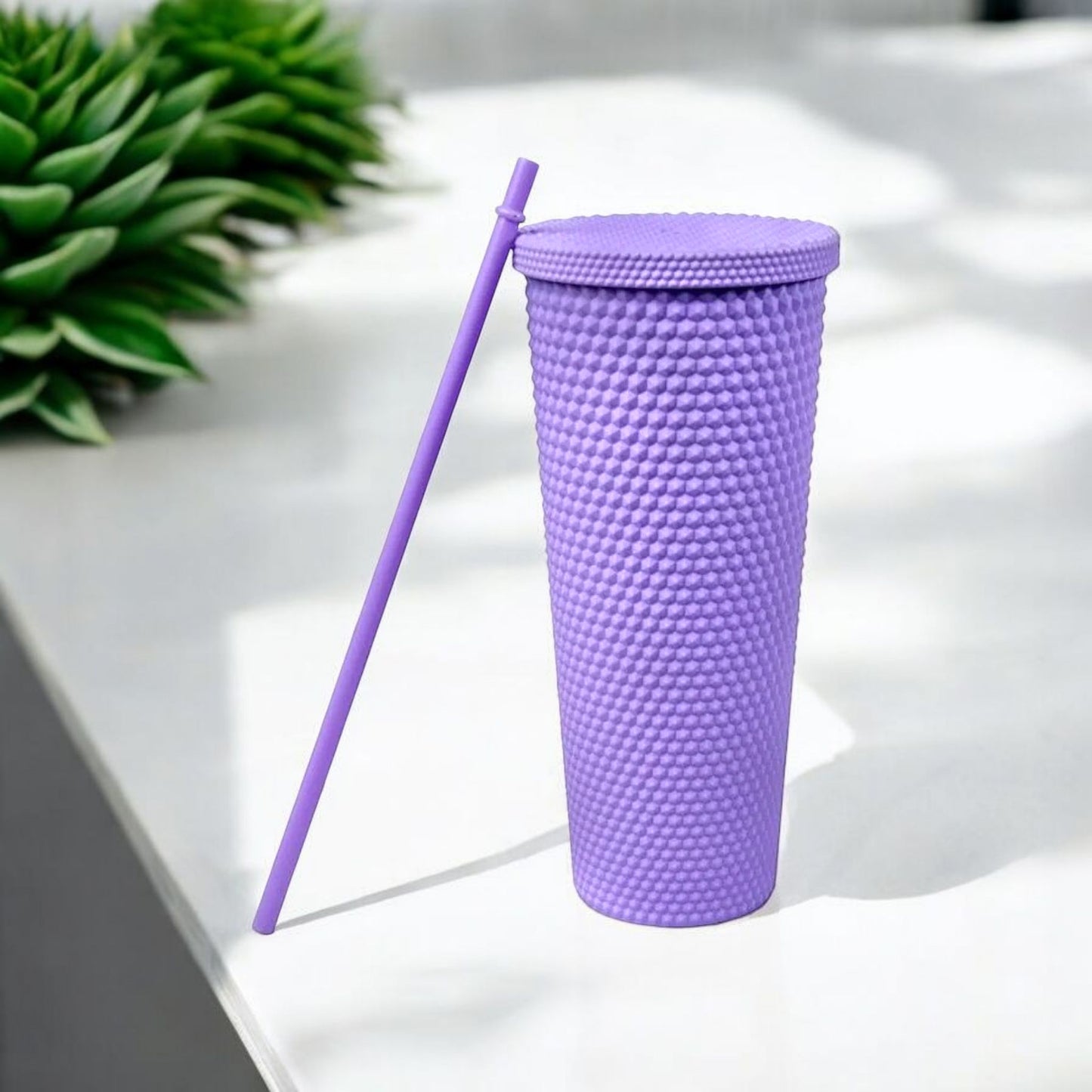 Trendy Purple Silicone Tumbler with Straw