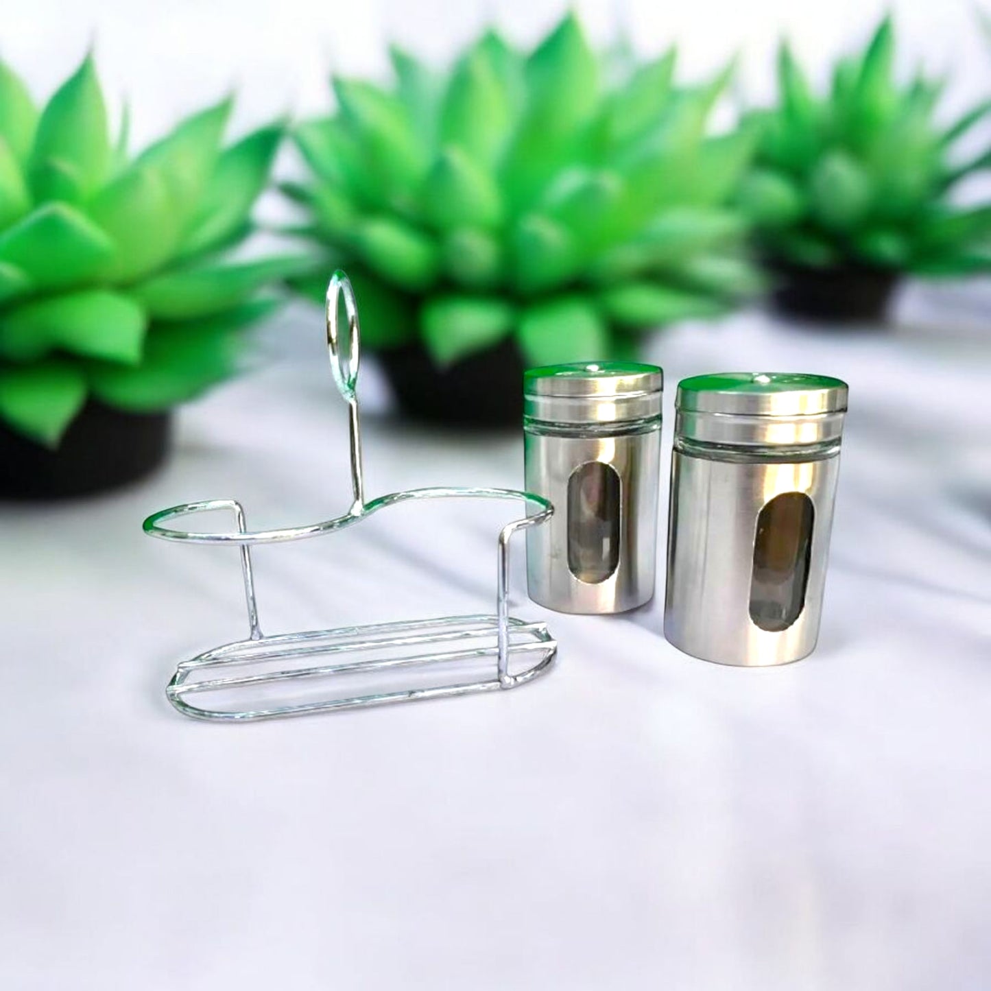 Stainless Steel Spice Shaker Set with Stand