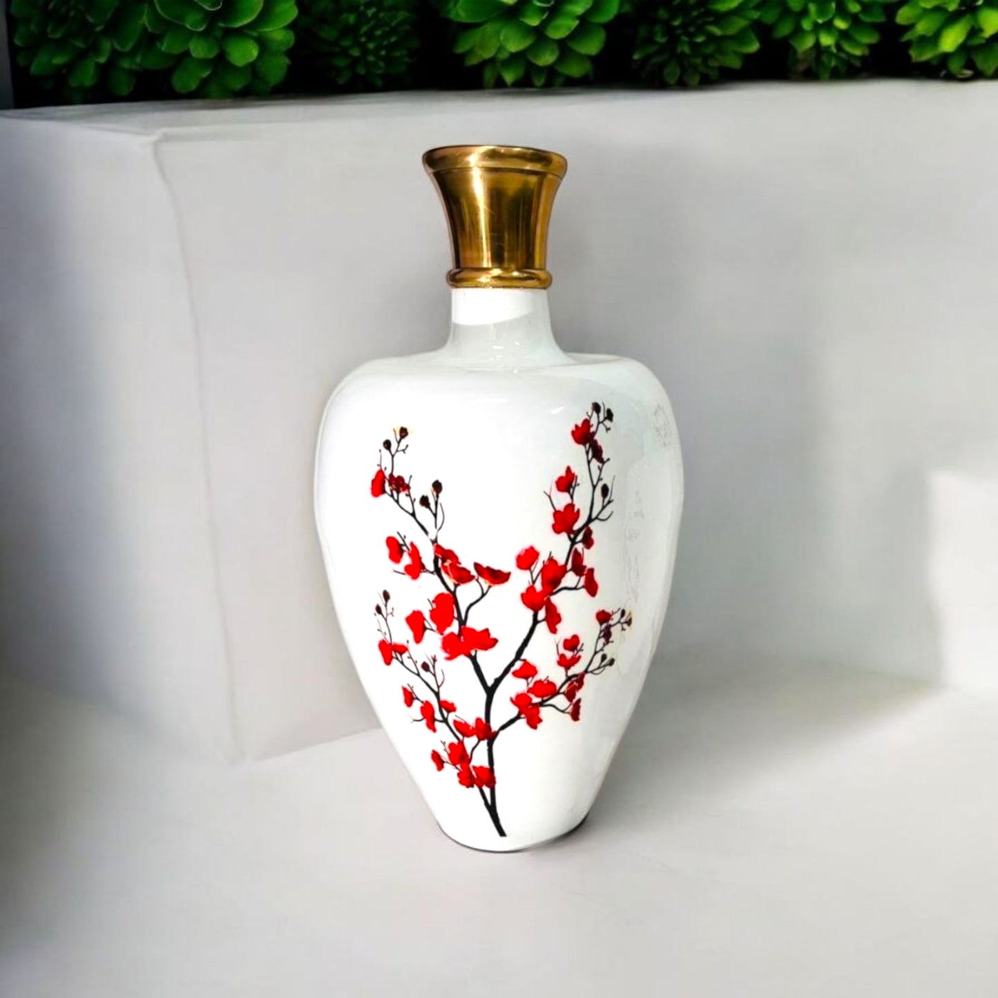 Floral White Ceramic Vase