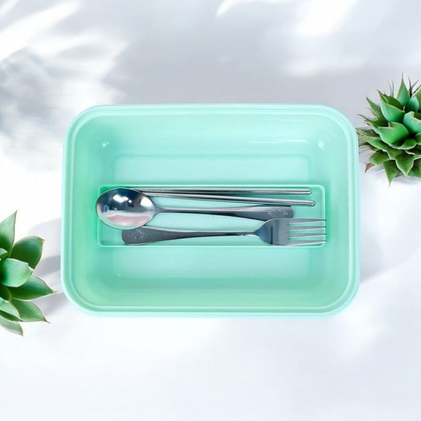 Steel Lunchbox with Cutlery Set