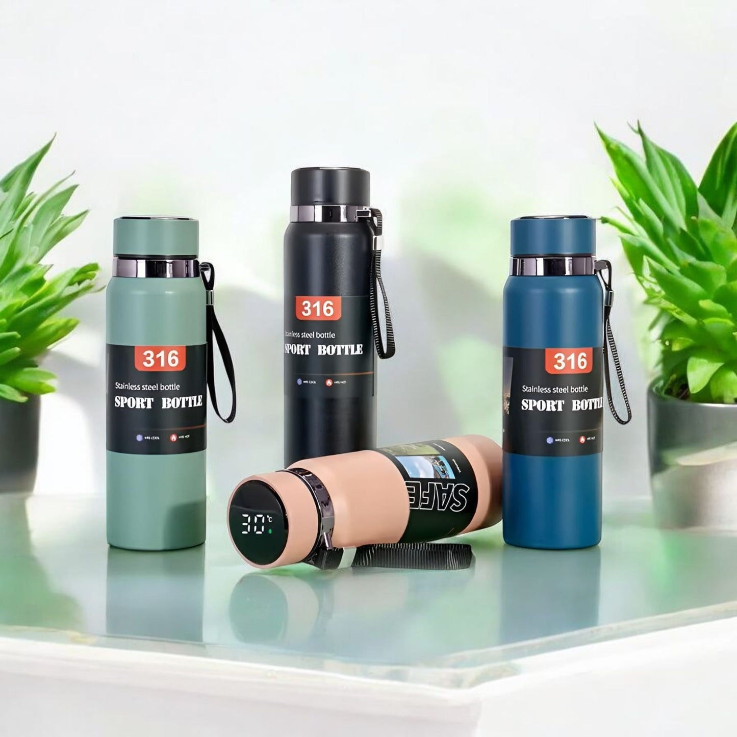 Insulated Sports Bottle with Temperature Display 1000ml