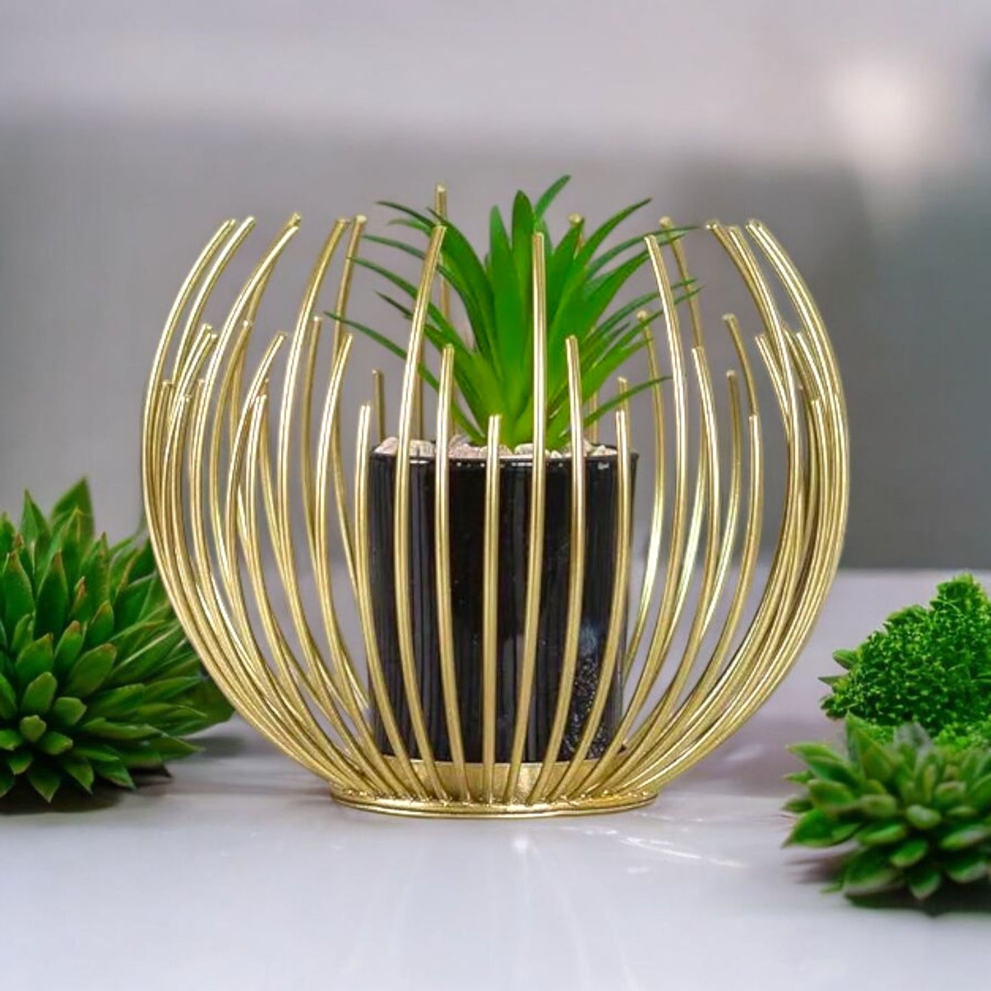 Golden Cage Metal Planter