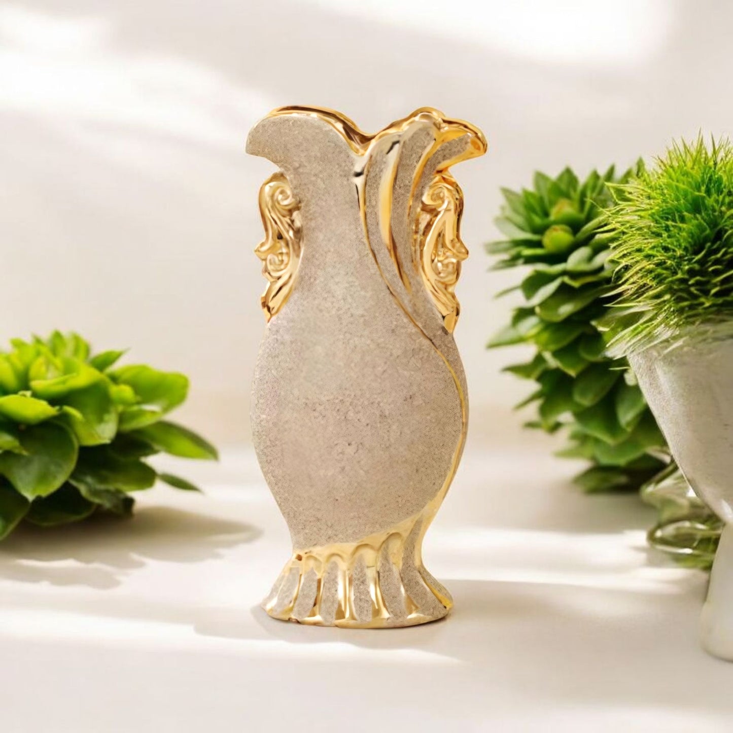 Elegant Gold Flower Ceramic Vase