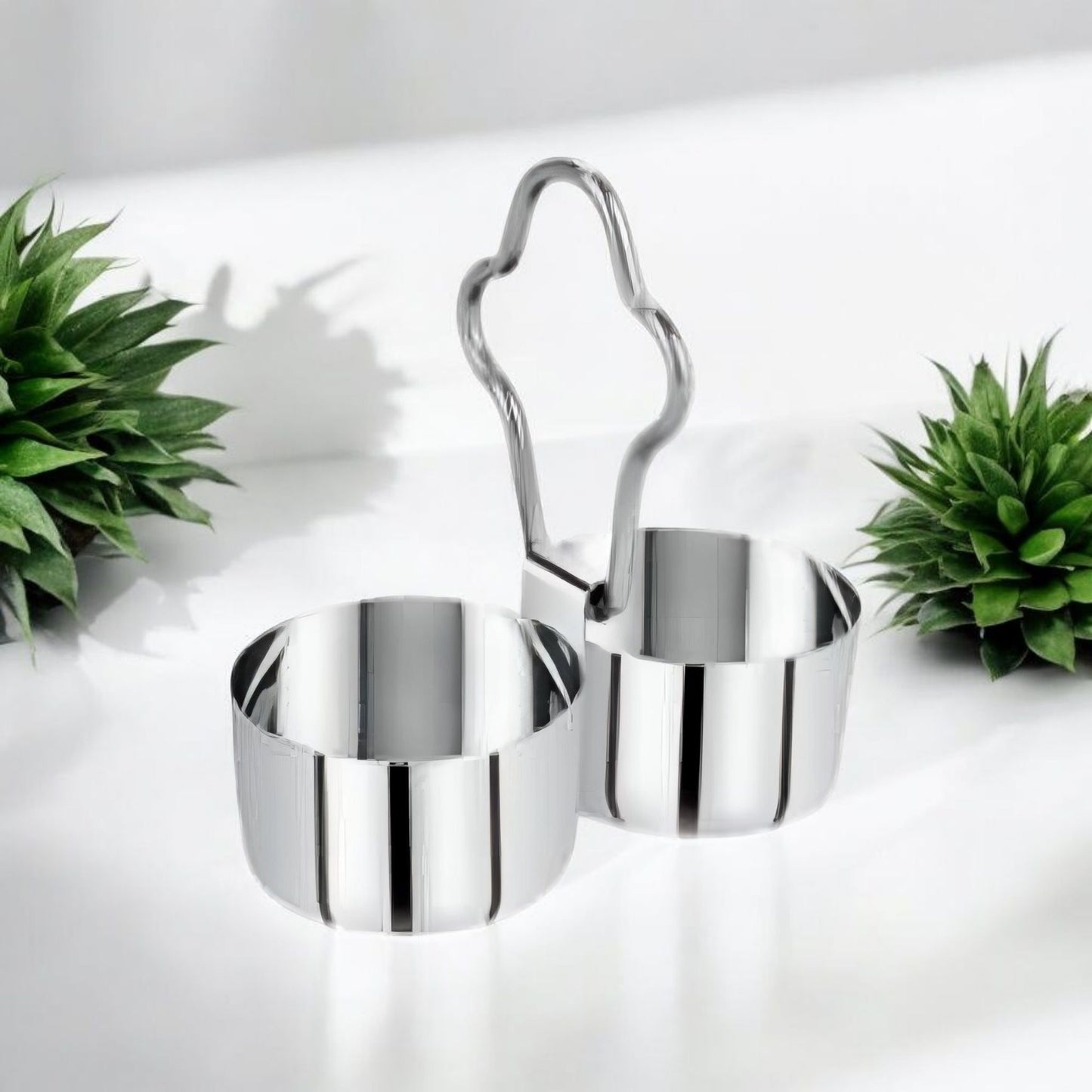 Stainless Steel 2-Bowl Chutney Server