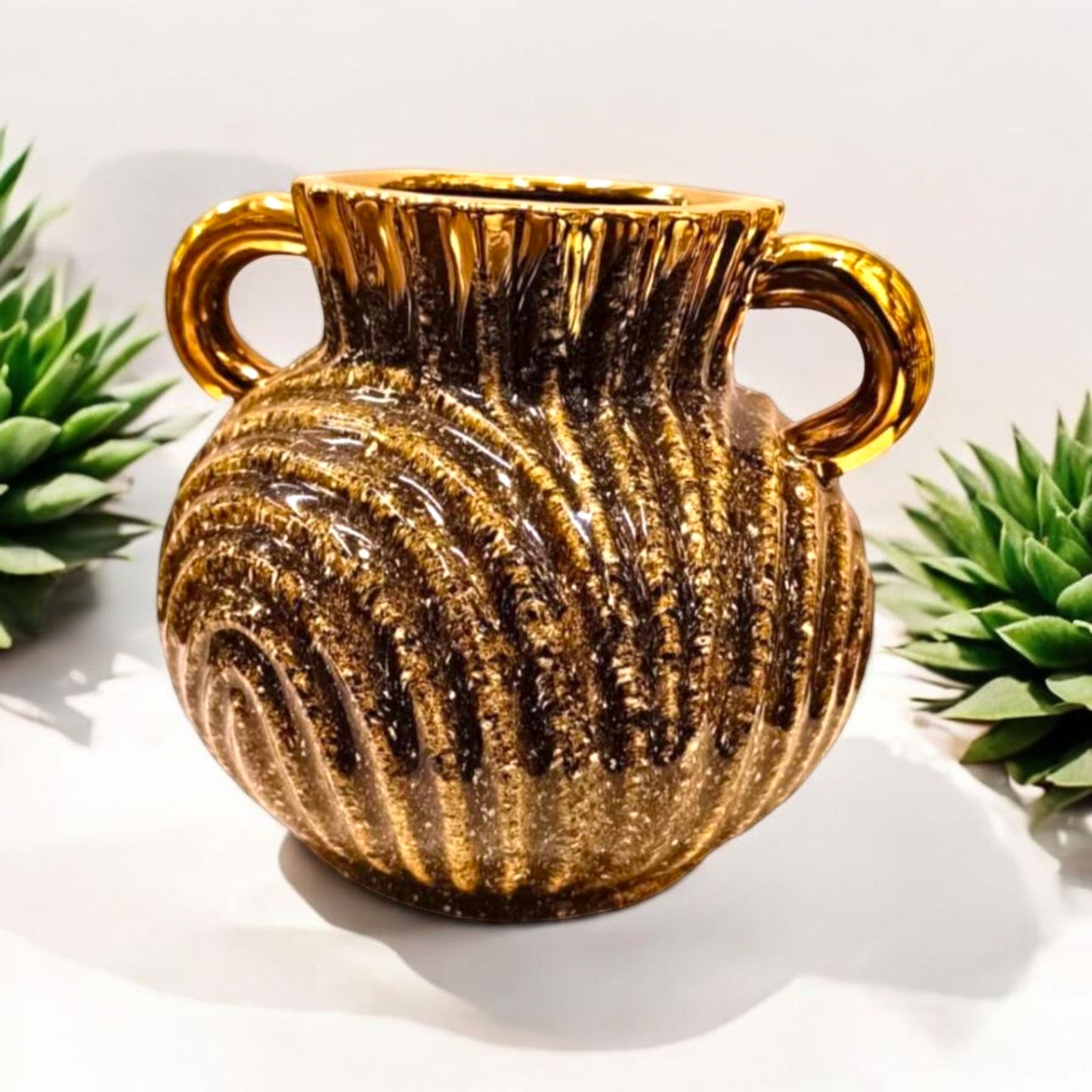 Gold Textured Decorative Ceramic Vase